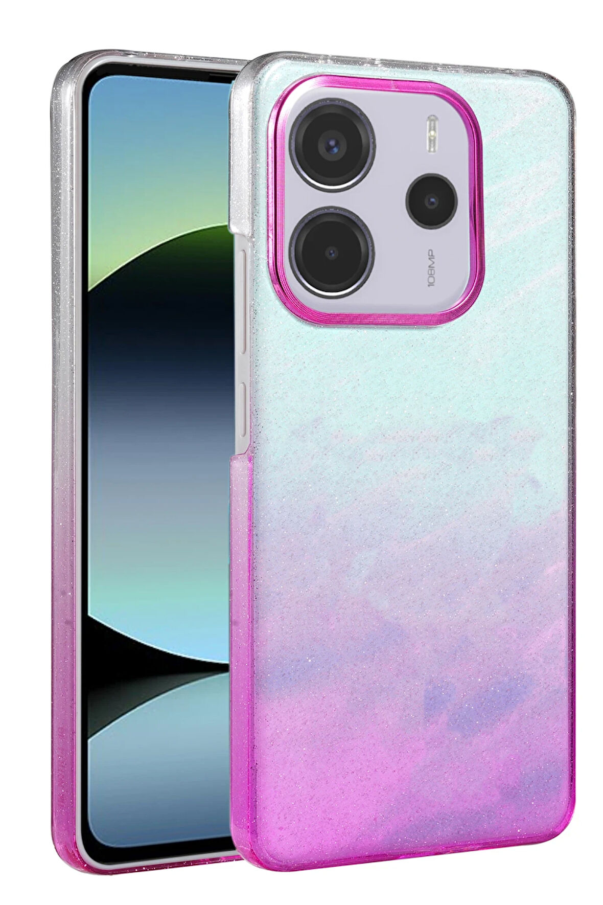 Teleplus Xiaomi Redmi Note 14 4g Kılıf Simli Shinys Glossy Renk Geçişli Kapak