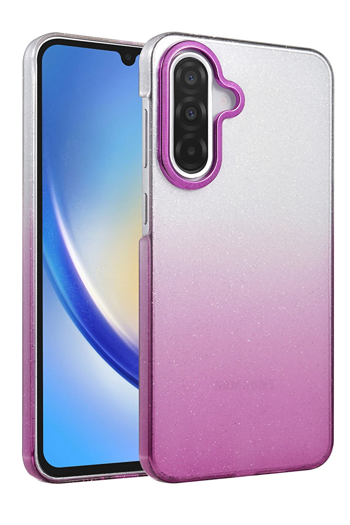 Teleplus Samsung Galaxy A15 Kılıf Simli Shinys Glossy Renk Geçişli Kapak