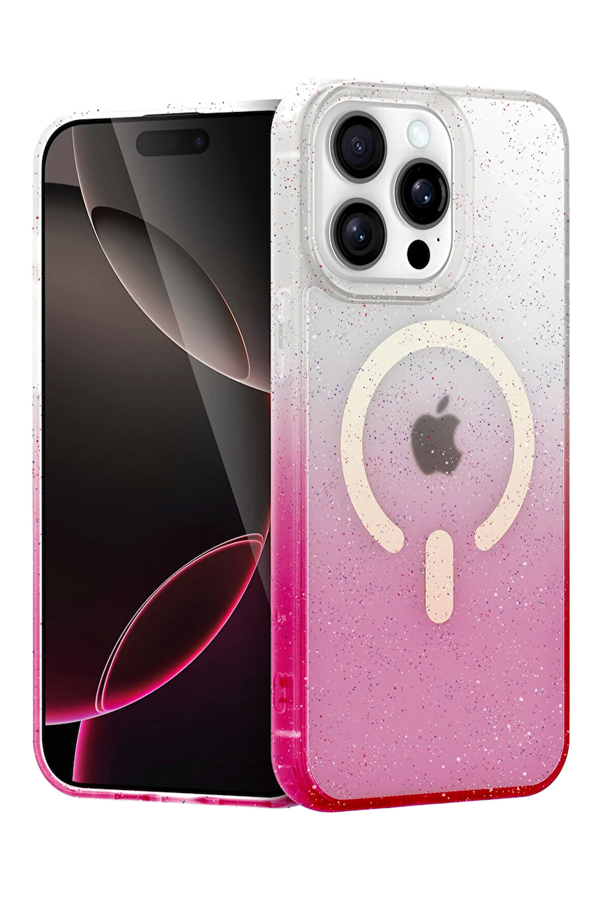 Teleplus iPhone 12 Pro Kılıf Simli Shinys Pummel Manyetik Şarjlı Kapak