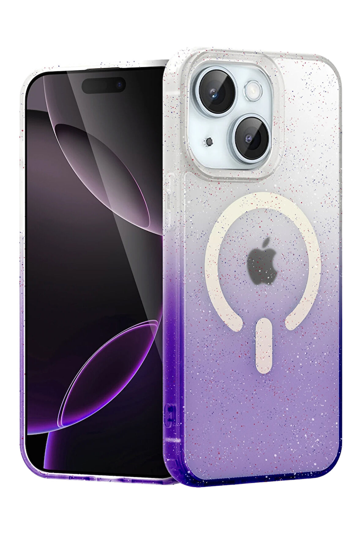 Teleplus iPhone 15 Kılıf Simli Shinys Pummel Manyetik Şarjlı Kapak