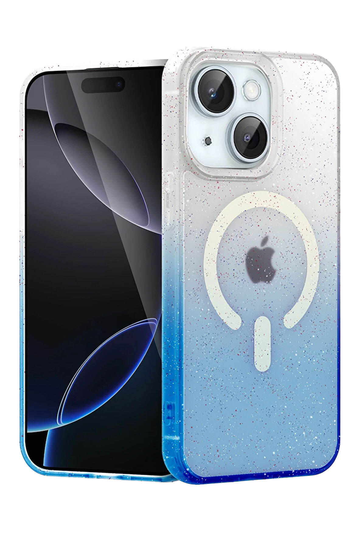 Teleplus iPhone 15 Kılıf Simli Shinys Pummel Manyetik Şarjlı Kapak