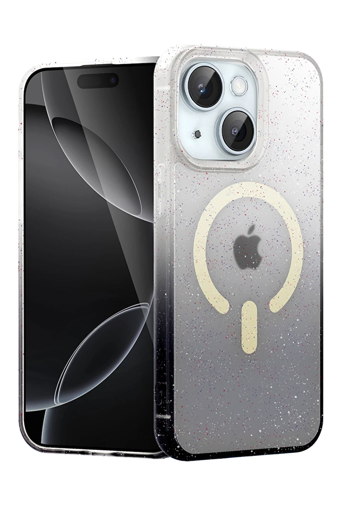 Teleplus iPhone 15 Kılıf Simli Shinys Pummel Manyetik Şarjlı Kapak