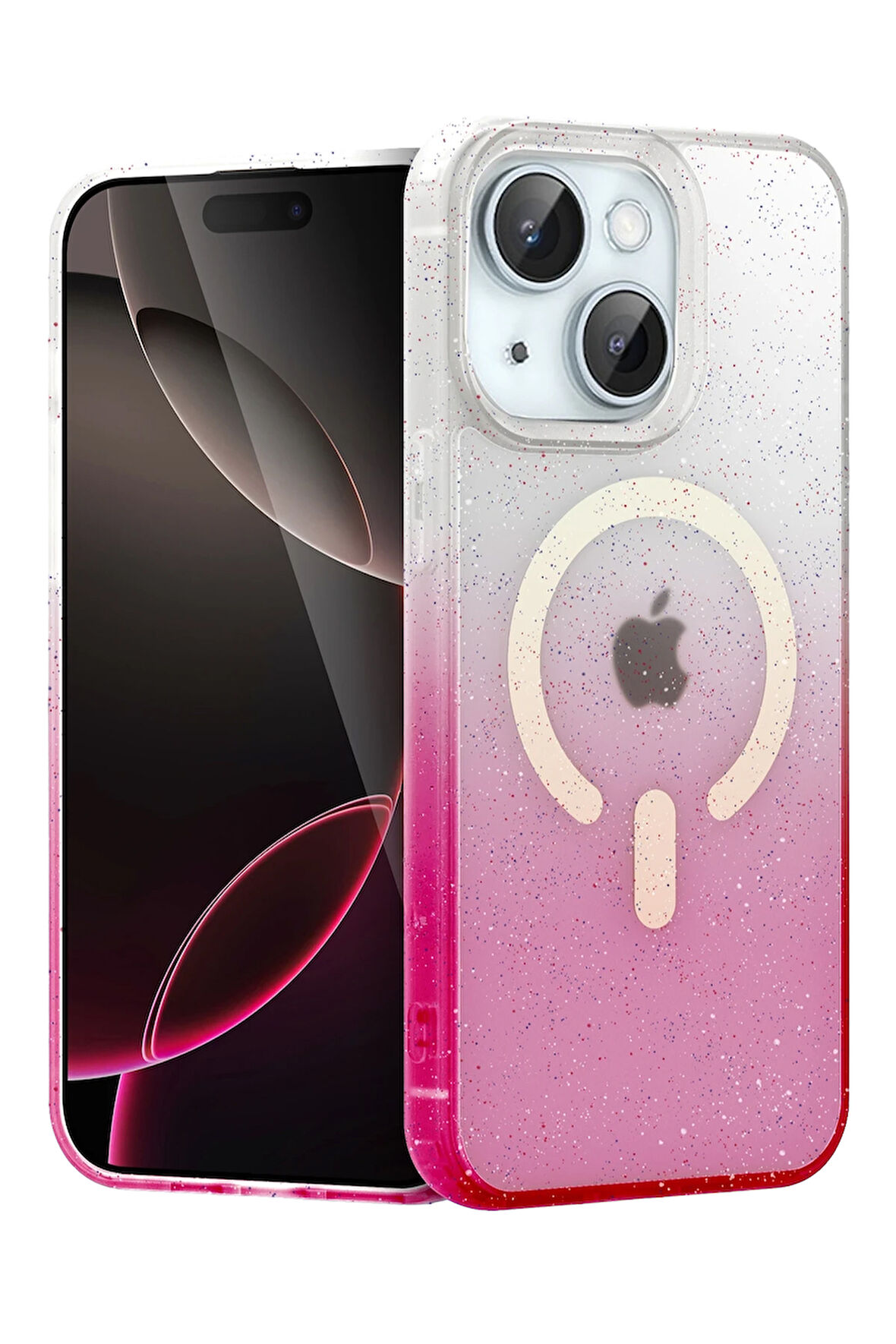 Teleplus iPhone 14 Kılıf Simli Shinys Pummel Manyetik Şarjlı Kapak