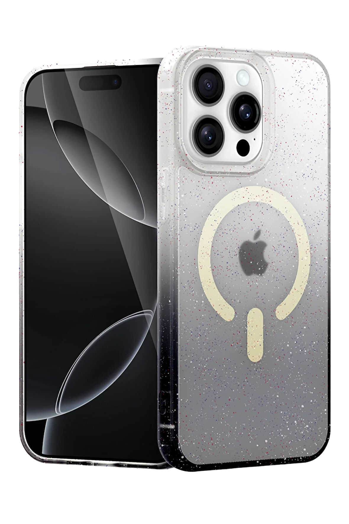 Teleplus iPhone 14 Pro Kılıf Simli Shinys Pummel Manyetik Şarjlı Kapak