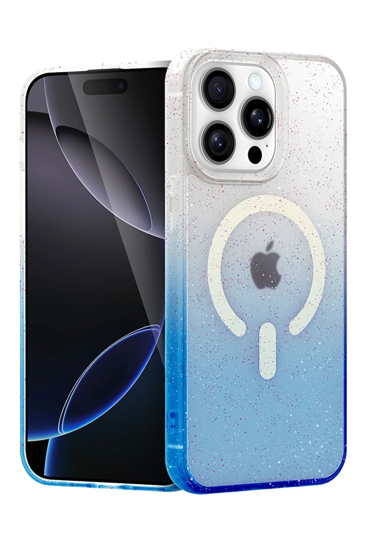 Teleplus iPhone 14 Pro Max Kılıf Simli Shinys Pummel Manyetik Şarjlı Kapak