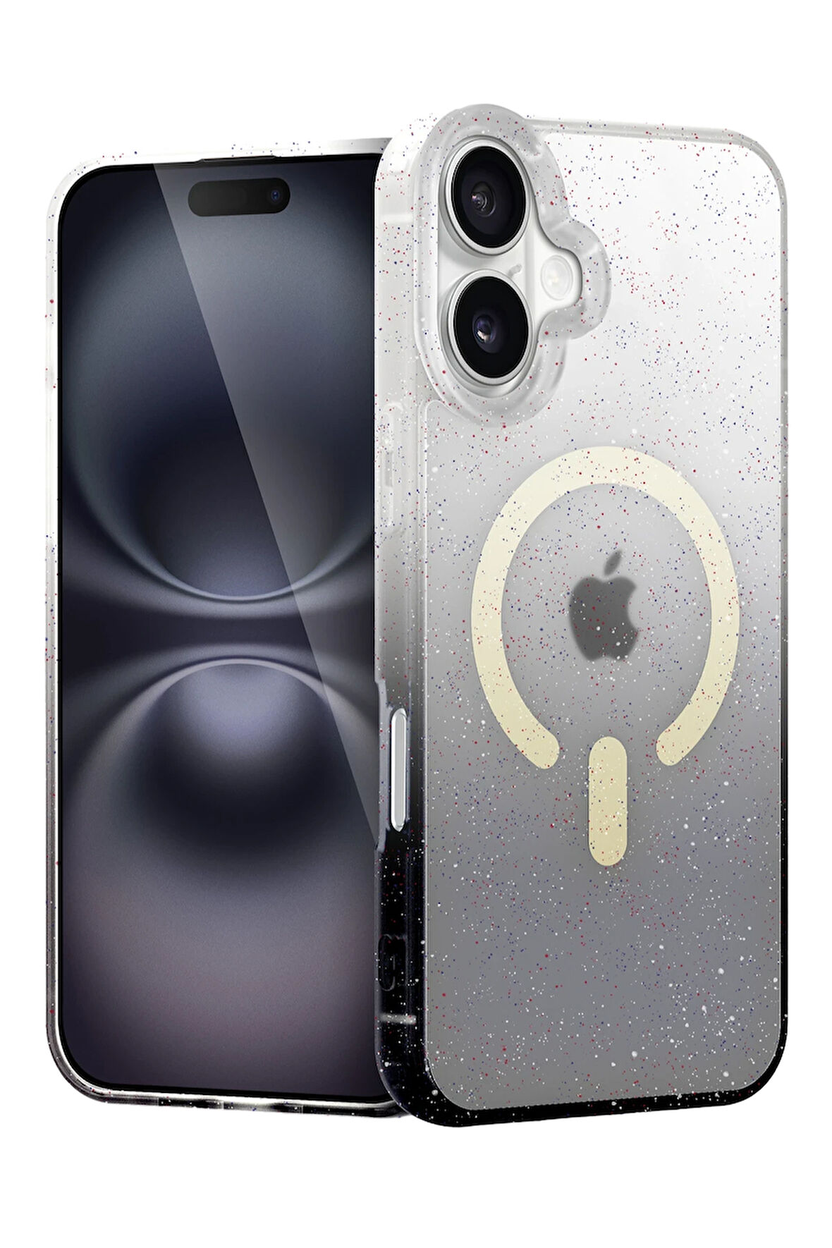 Teleplus iPhone 16 Plus Kılıf Simli Shinys Pummel Manyetik Şarjlı Kapak