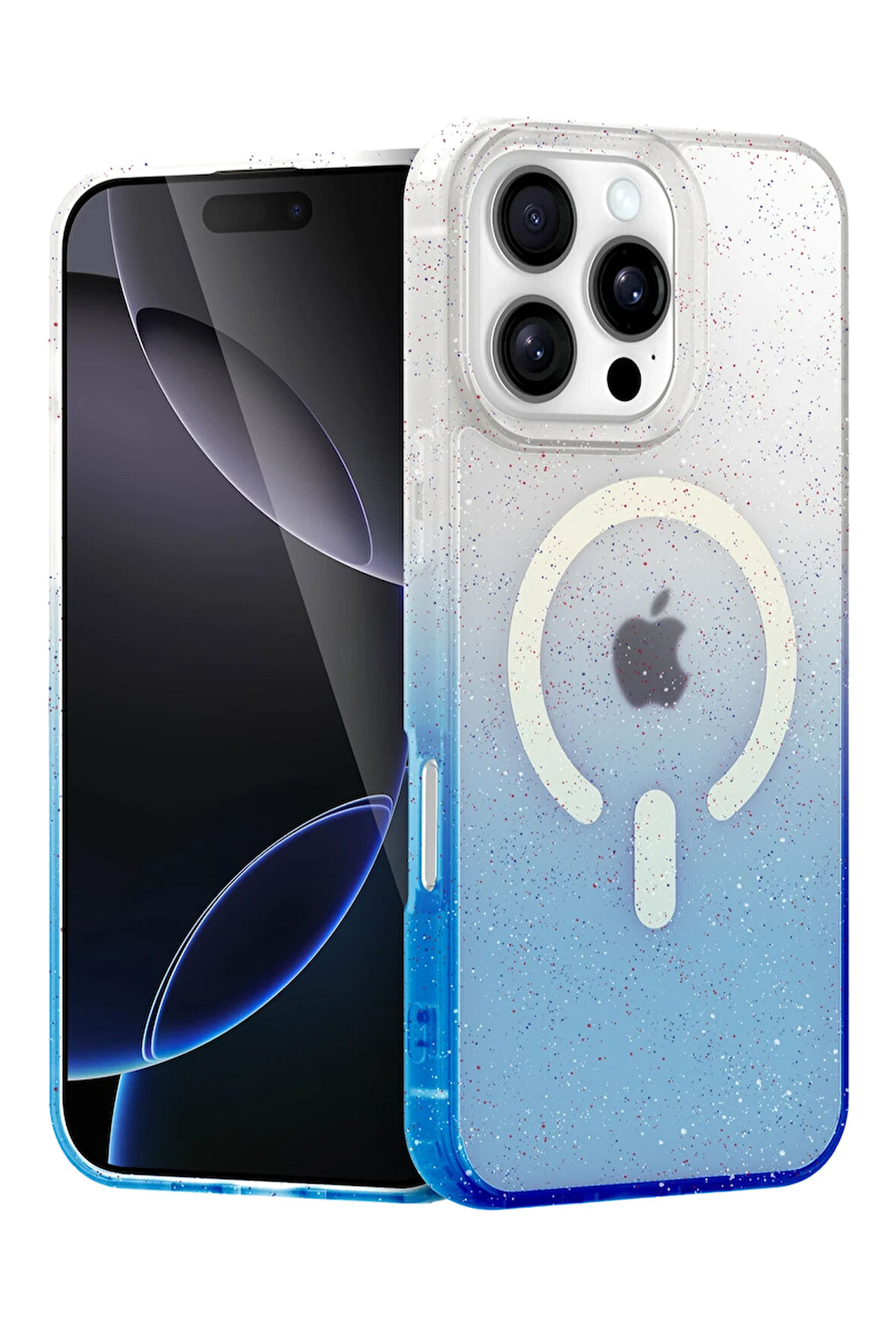 Teleplus iPhone 16 Pro Max Kılıf Simli Shinys Pummel Manyetik Şarjlı Kapak
