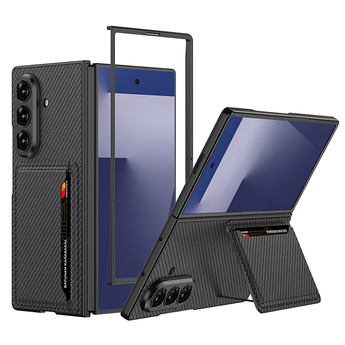Teleplus Samsung Galaxy Z Fold 7 Kılıf Suni Deri Kartlıklı Kıpta Kapak