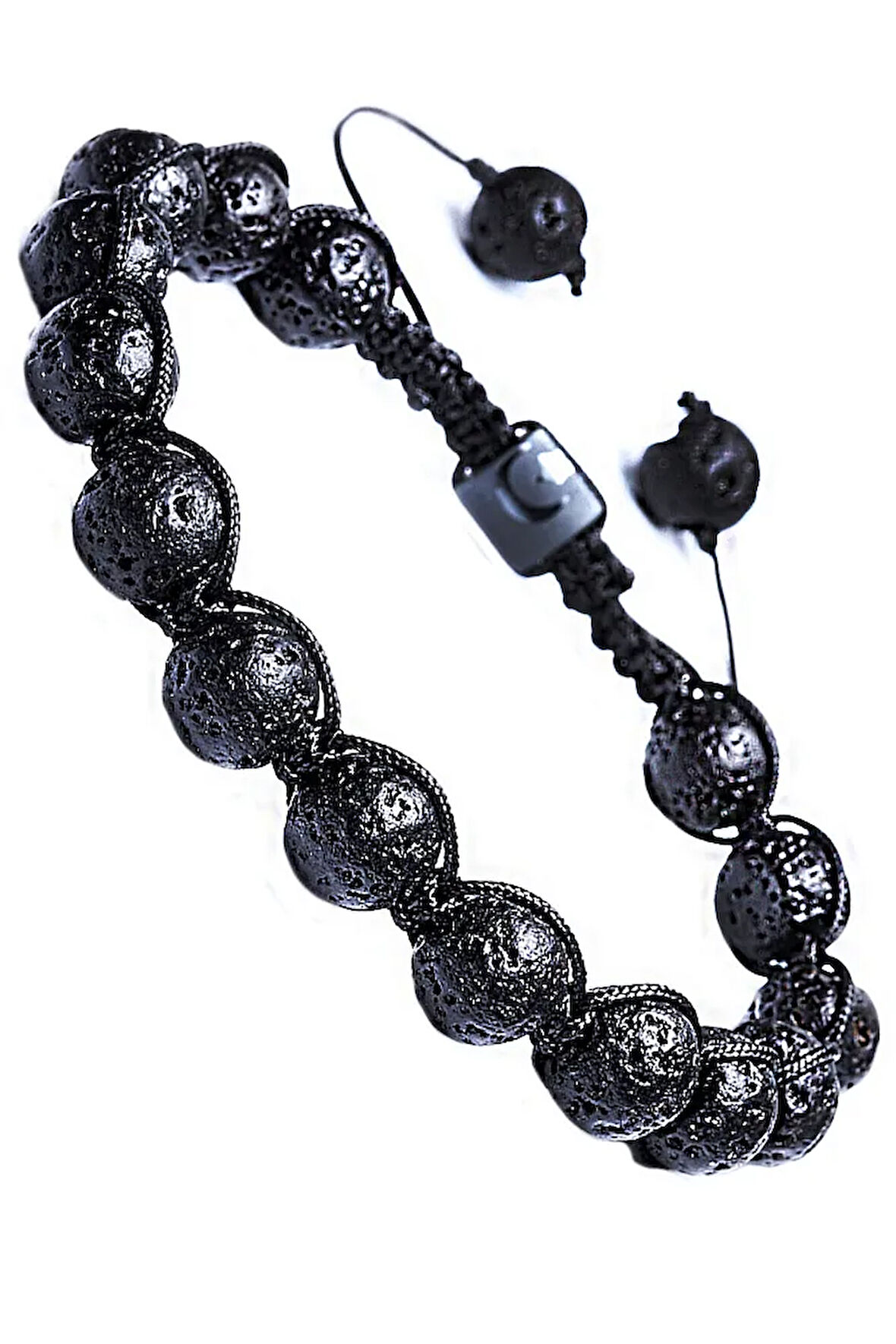 Sertifikalı Siyah Renk Doğal Volkanik Yanardağ Tüfü Lav Taşı Bileklik