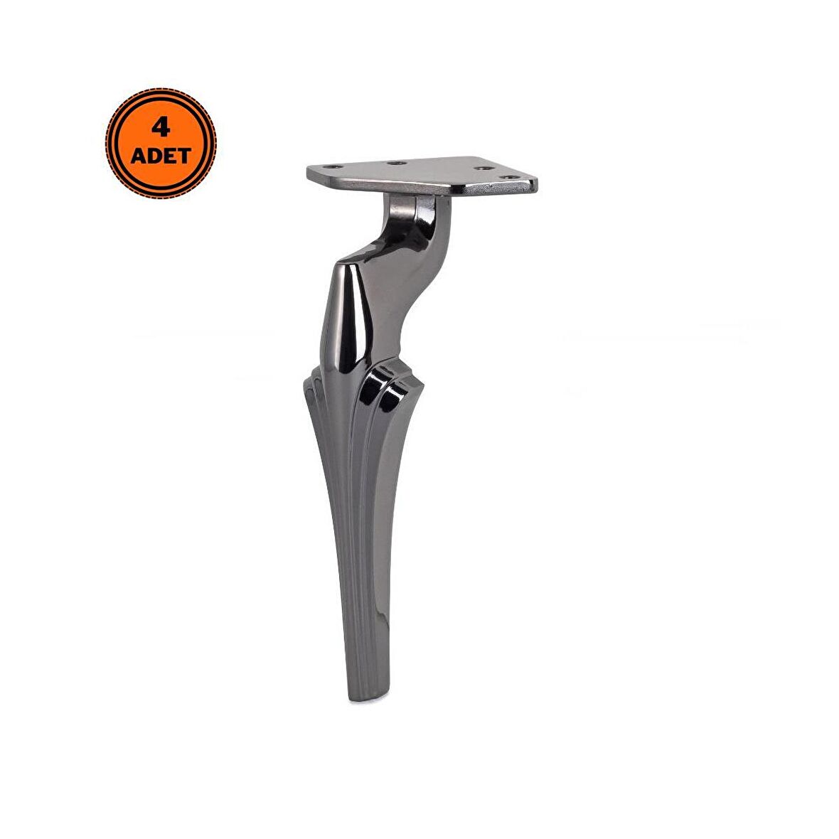 4 Adet Zeus Lüx Metal Ayak 16 cm Füme Mobilya Koltuk Ayağı
