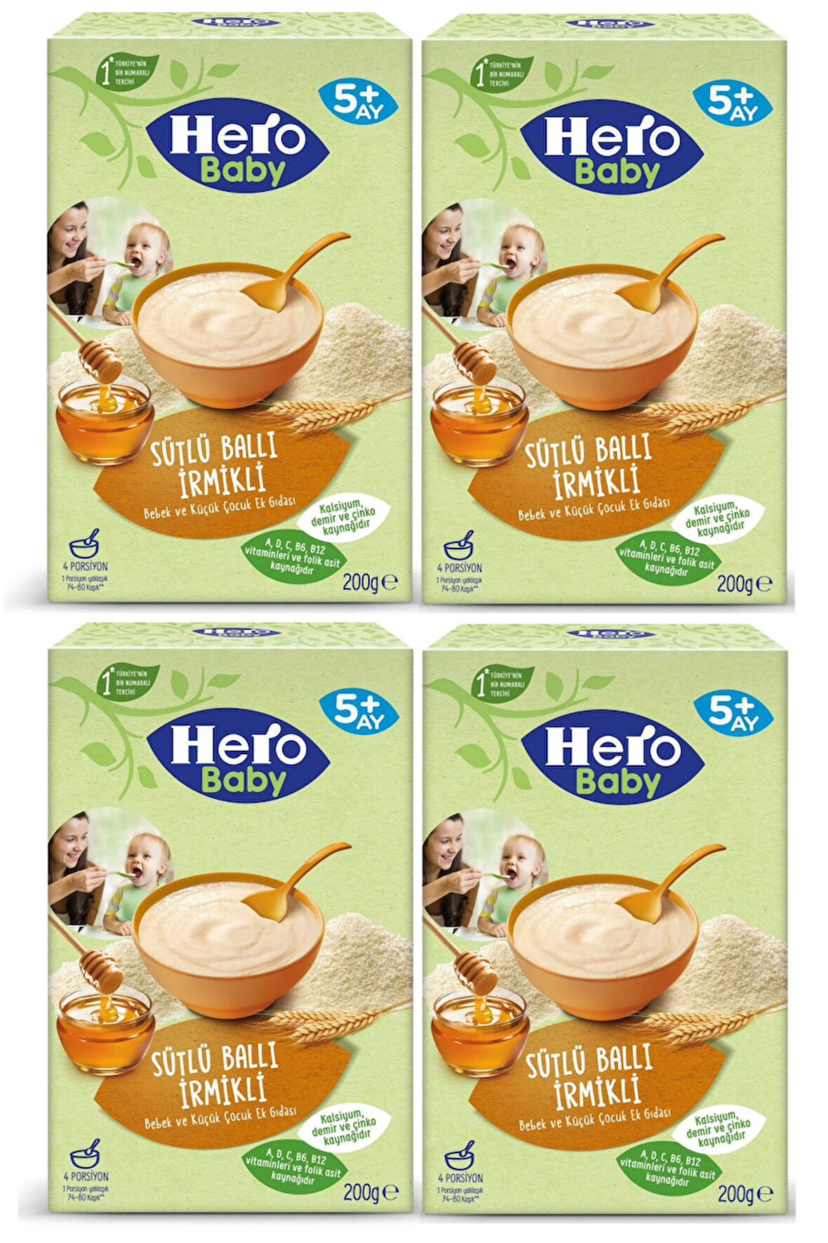 Hero Baby Sütlü İrmikli Ballı Kaşık Mama 200GR 4`lü