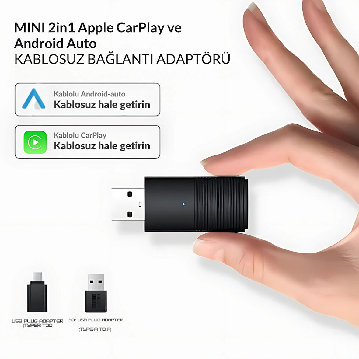 Embatech Araç Içi 2in1 Android ve Apple Cihazlar Için Kablosuz Android Auto ve Carplay Adaptörü (EMT-003)