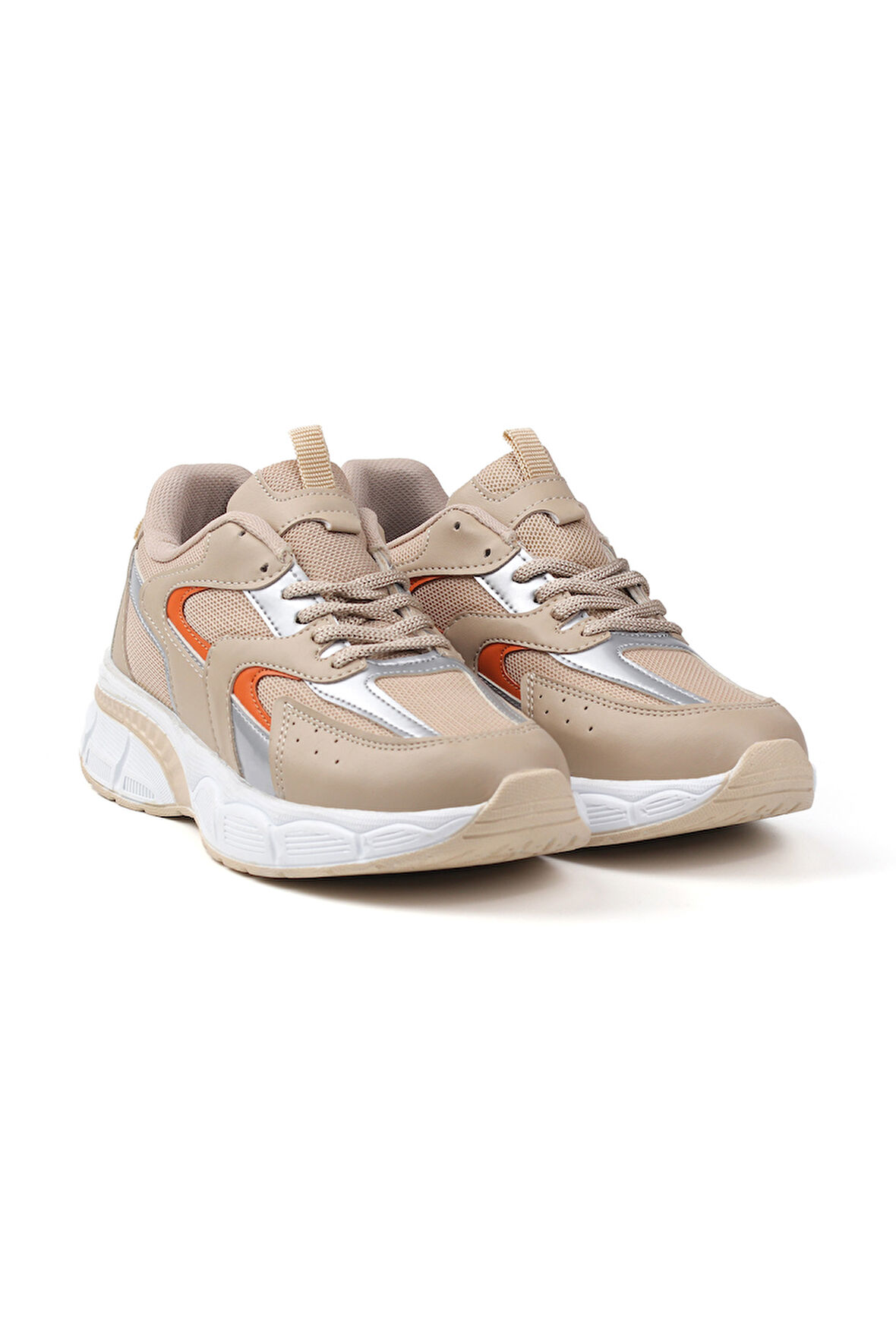 Kadın Bej Sneaker Günlük Ortopedik Spor Ayakkabı