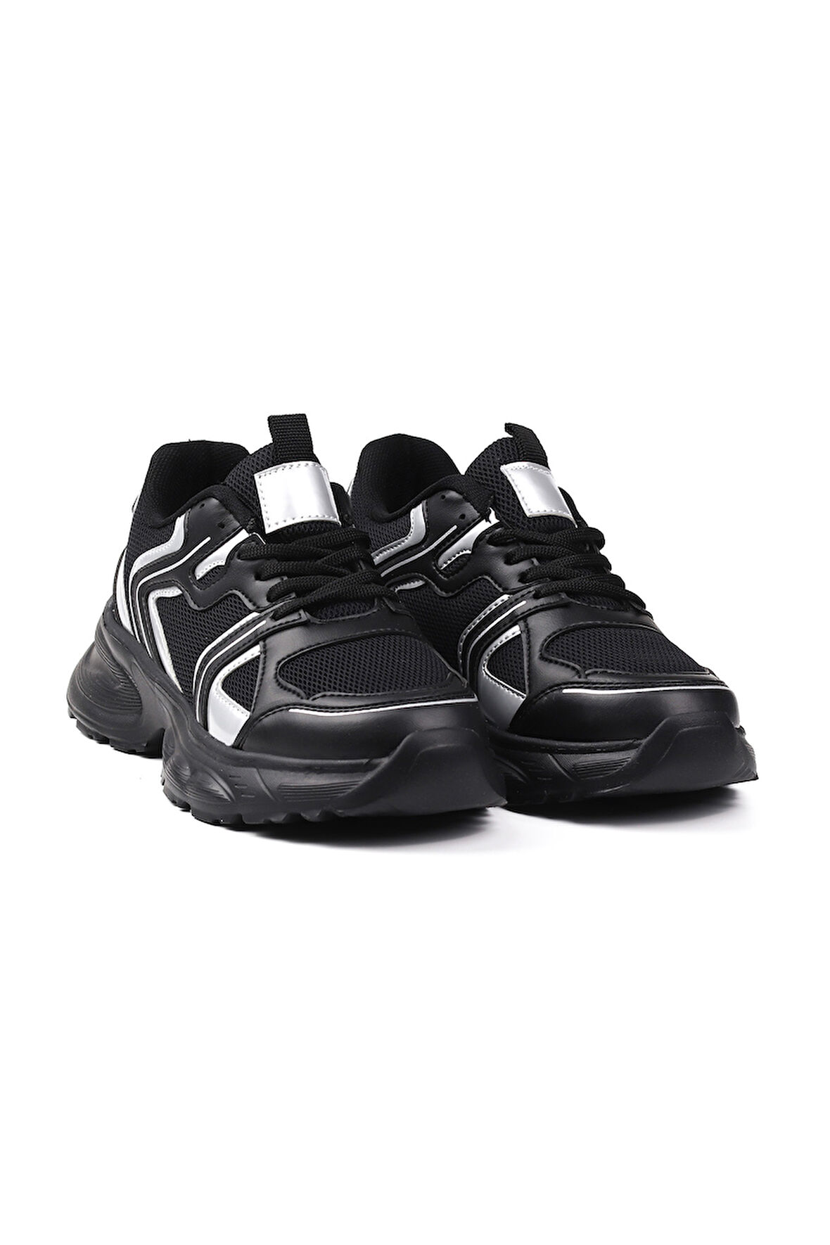 Kadın Siyah Fileli Sneaker Günlük Ortopedik Spor Ayakkabı