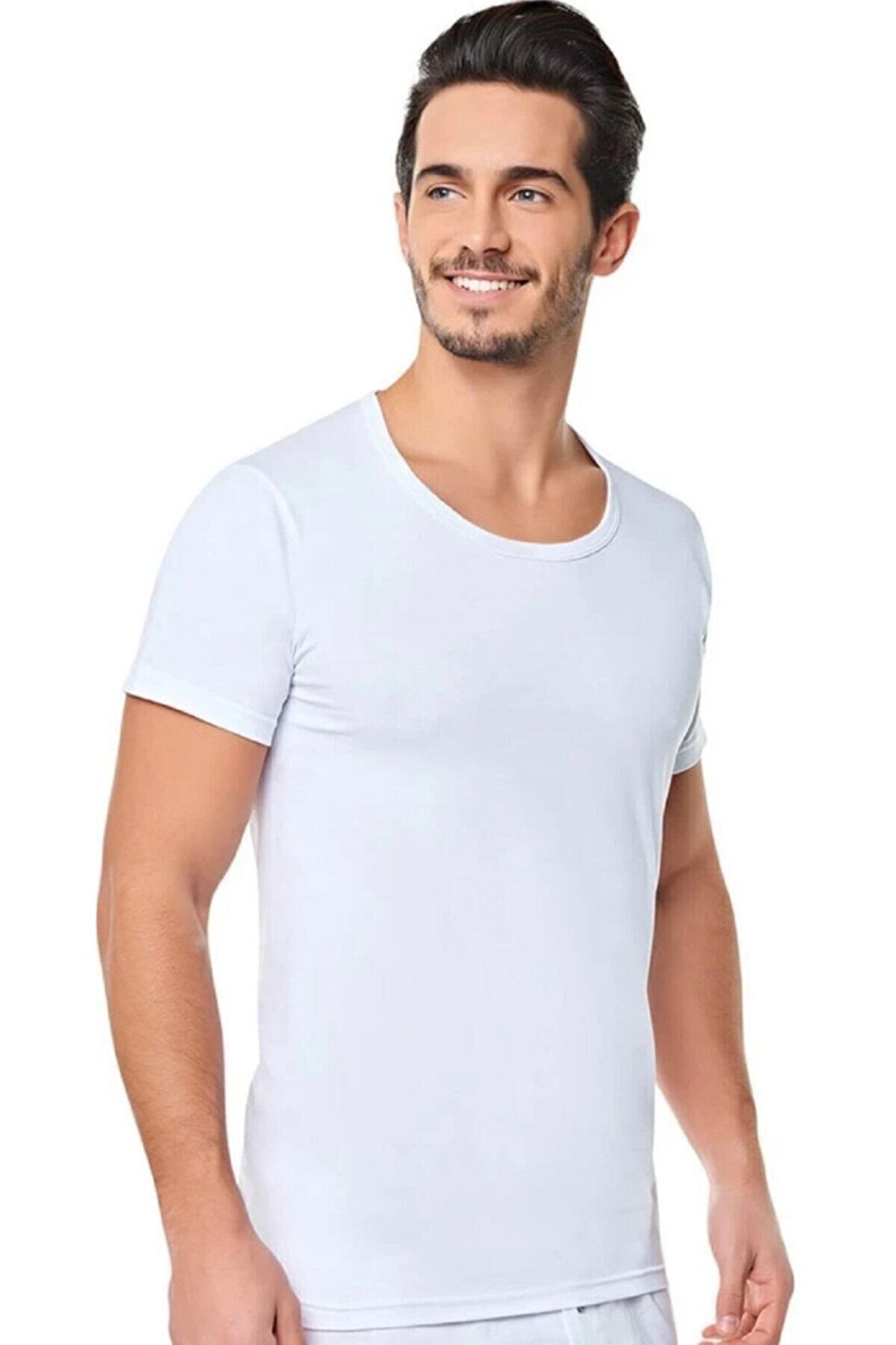 Seher Yıldız 0002- 12'li Paket Beyaz Açıkyaka Erkek Fanila Atlet