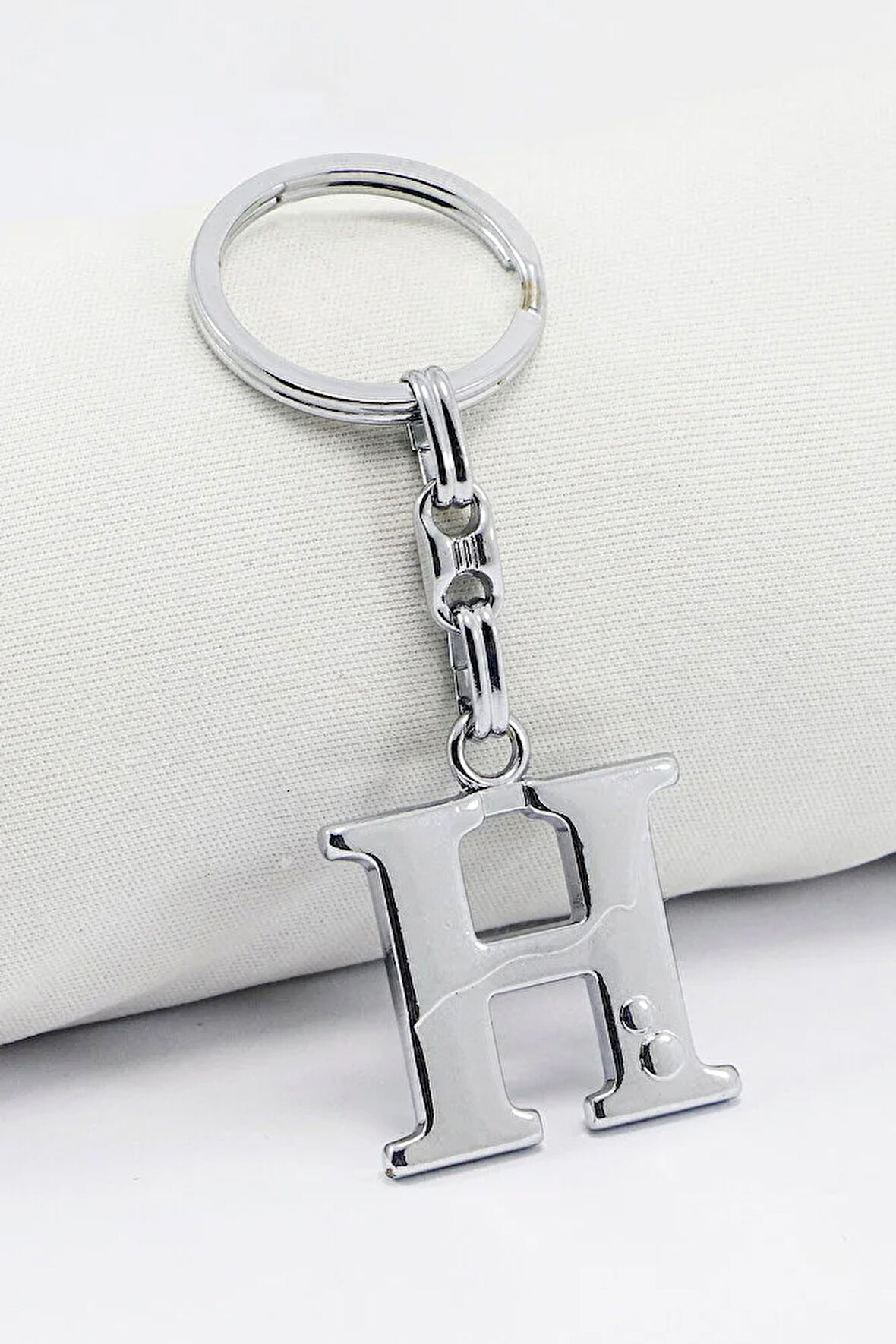 Gümüş Renkli Metal H Harfi Anahtarlık / Harfli Çanta Süsü
