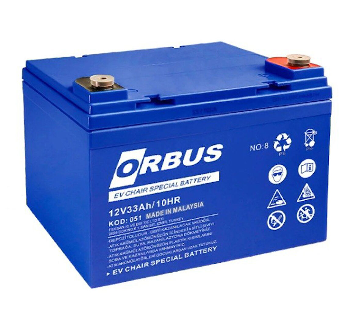 ORBUS 12 Volt 33 Amper (12v 33A) Engelli Araç Aküsü MALEZYA ÜRETİM