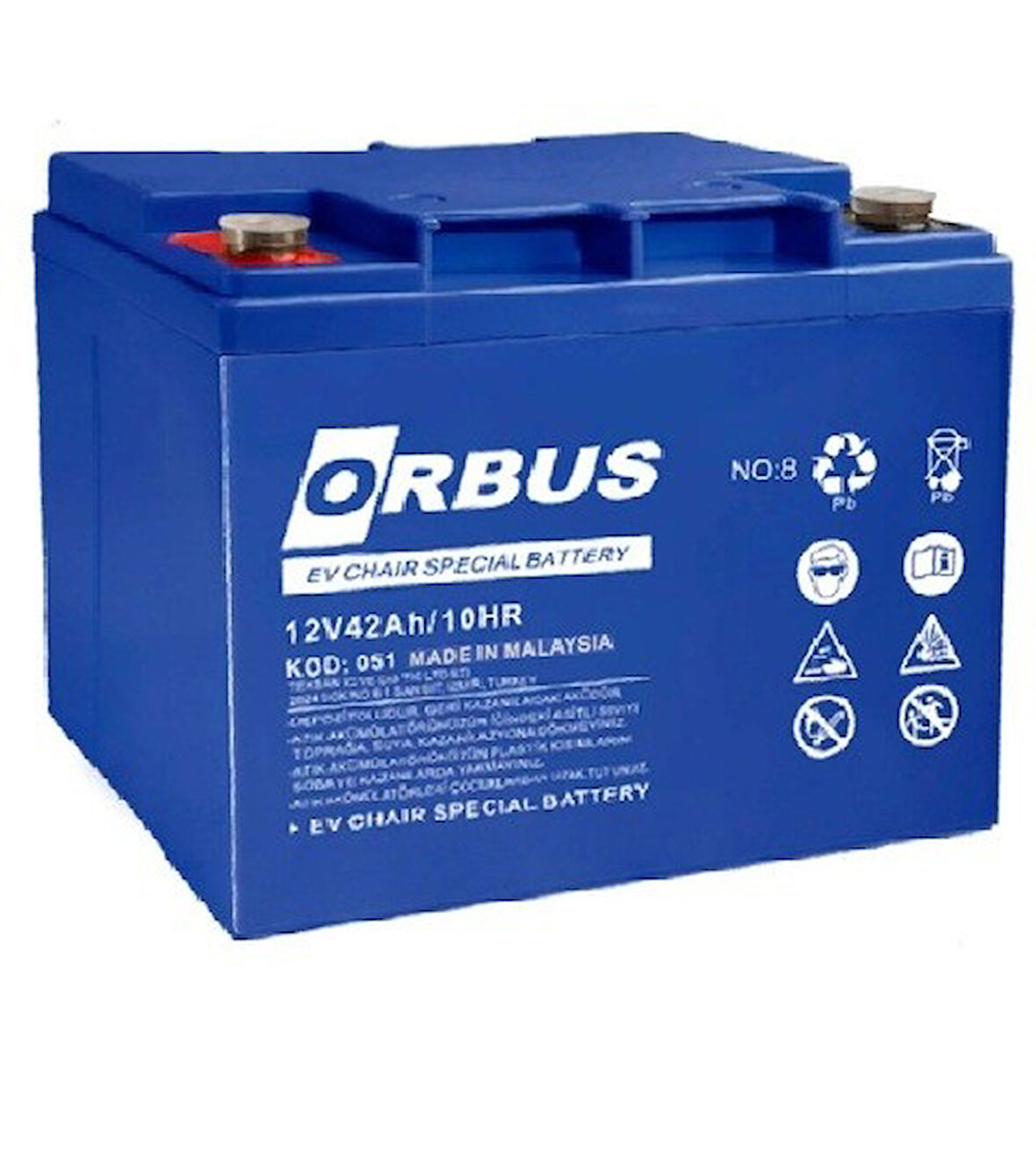 ORBUS 12V 42 AH ENGELLİ ARAÇ AKÜSÜ EBATLAR: 197x165x175mm