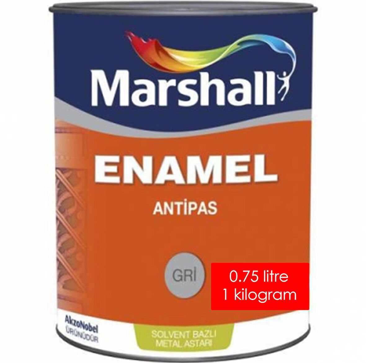 MARSHALL ENAMEL ANTİPAS GRİ 0.75 LT 1 KG PAS ÖNLEYİCİ ASTAR BOYA