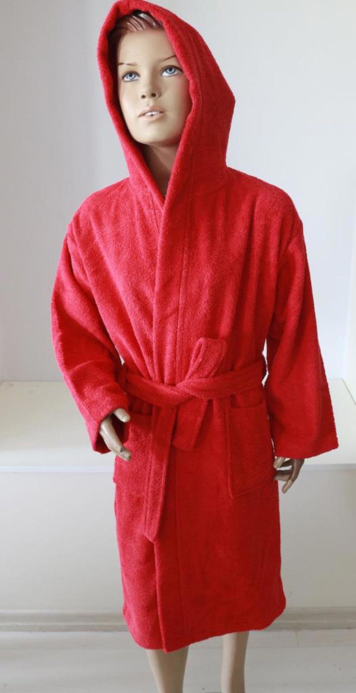 Çocuk Bornozu Genç Bornozu Bukle Pamuklu Kapşonlu Bornoz