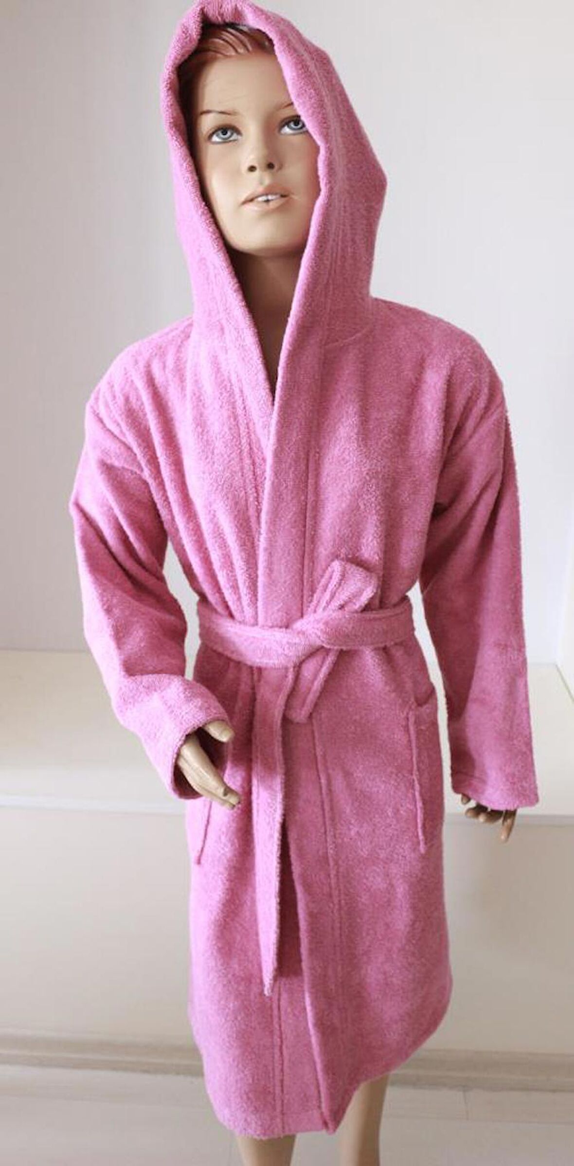 Çocuk Bornozu Genç Bornozu Bukle Pamuklu Kapşonlu Bornoz