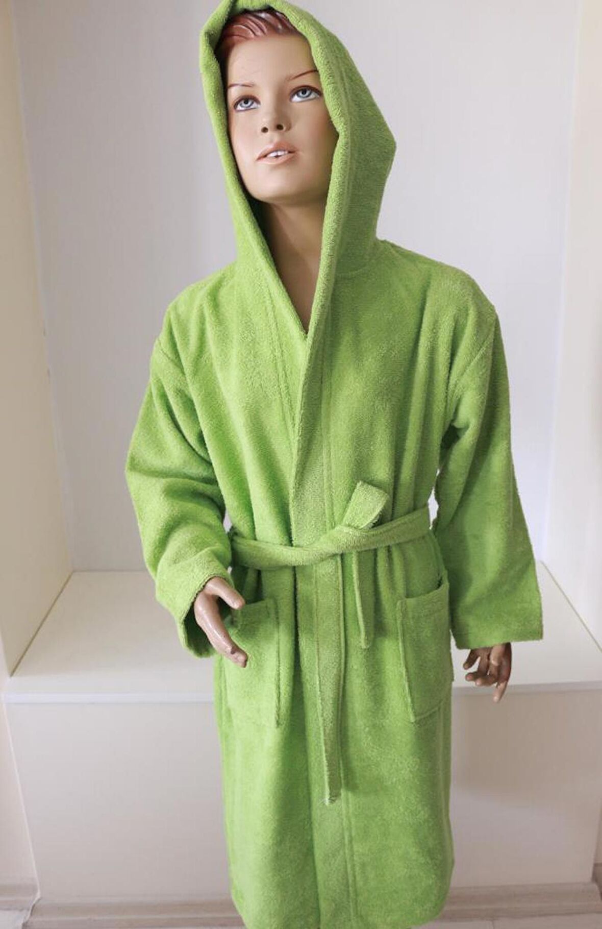 Çocuk Bornozu Genç Bornozu Bukle Pamuklu Kapşonlu Bornoz