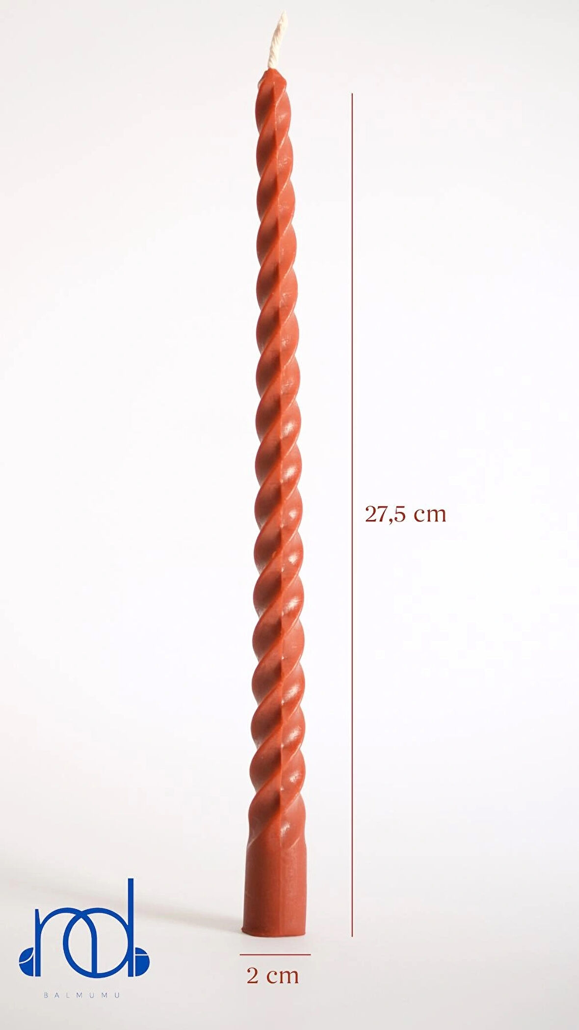 '27.5 cm'' Balmumu Mum Konik Kırmızı Burgulu Şamdan Mumu Dekoratif Akmaz Kırılmaz Mum Bal Mumu