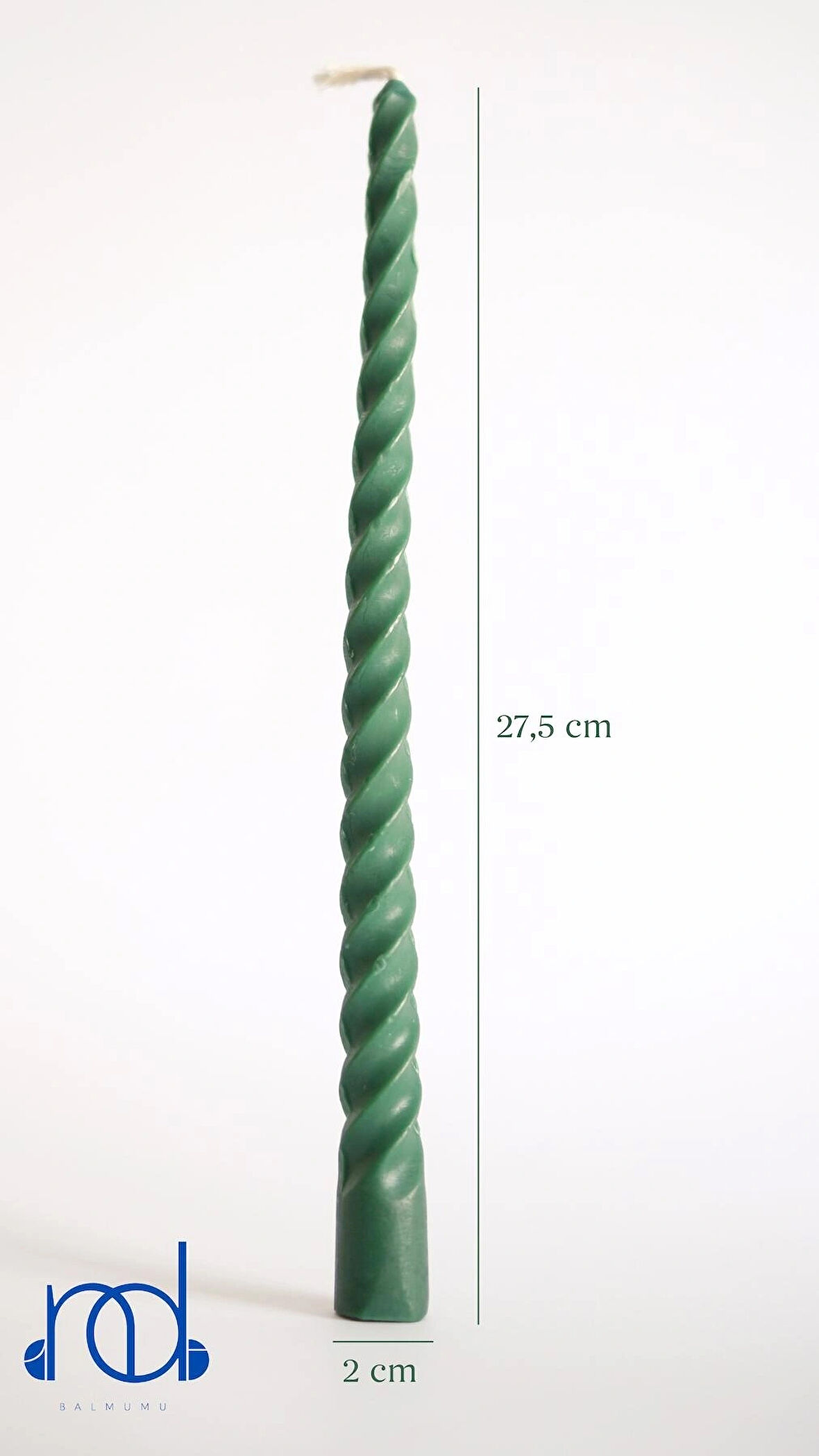 ''27.5 cm'' Balmumu Mum Konik Yeşil Burgulu Şamdan Mumu Dekoratif Akmaz Kırılmaz Mum Bal Mumu