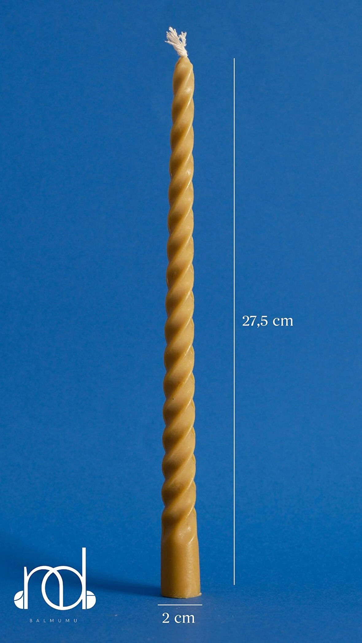 ''27.5 cm'' Balmumu Mum Konik Sarı Burgulu Şamdan Mumu Dekoratif Akmaz Kırılmaz Mum Bal Mumu