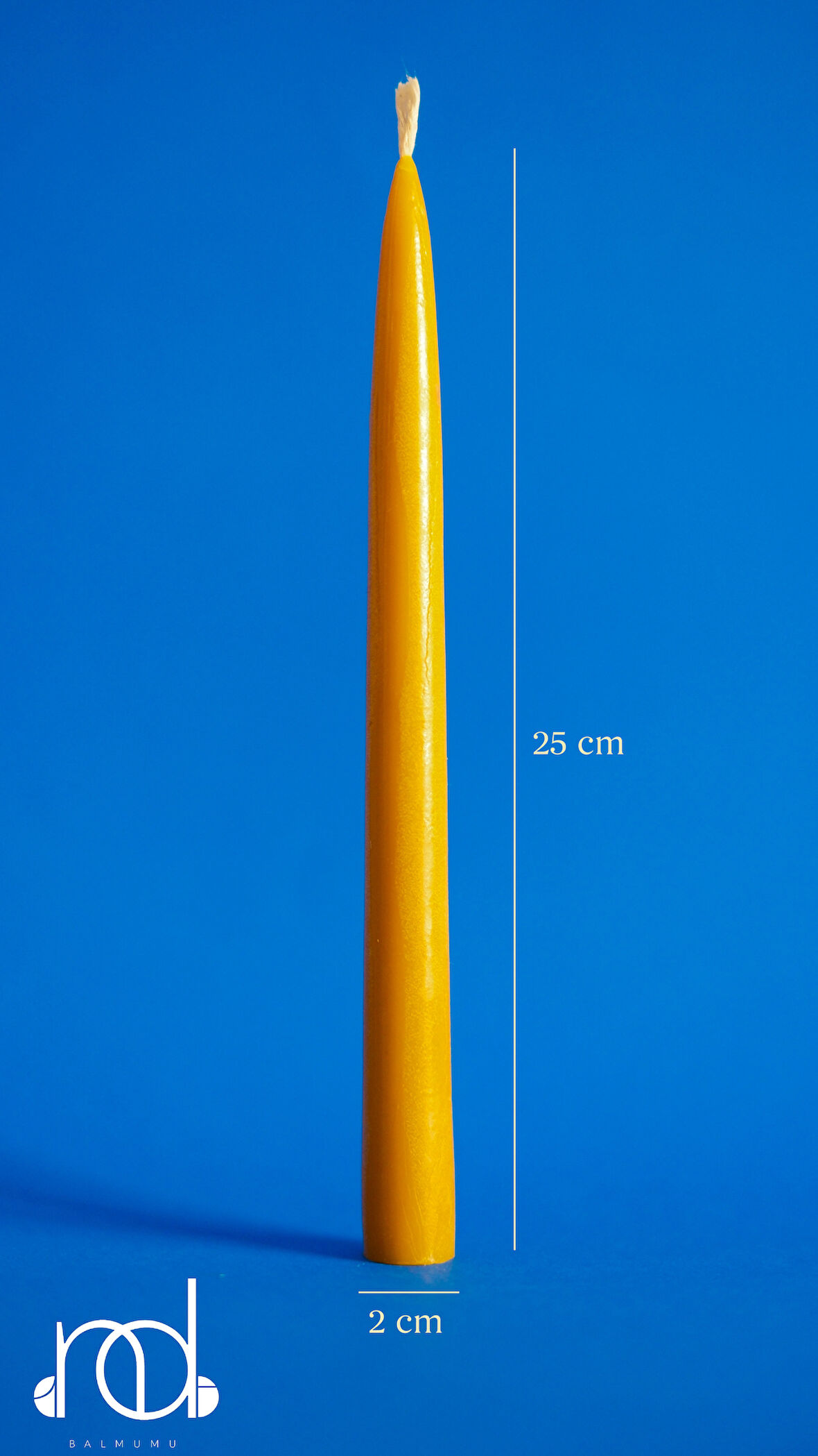 Balmumu Mum 1 Adet Standart Şamdan Mumu 25Cm Boy 2Cm Kalınlık Doğal Sarı Dekoratif Hediyelik Mum