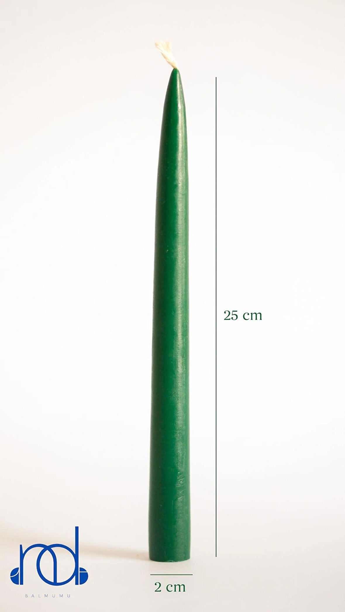 Balmumu Mum 1 Adet Standart Şamdan Mumu 25Cm Boy 2Cm Kalınlık Doğal Yeşil Dekoratif Hediyelik Mum