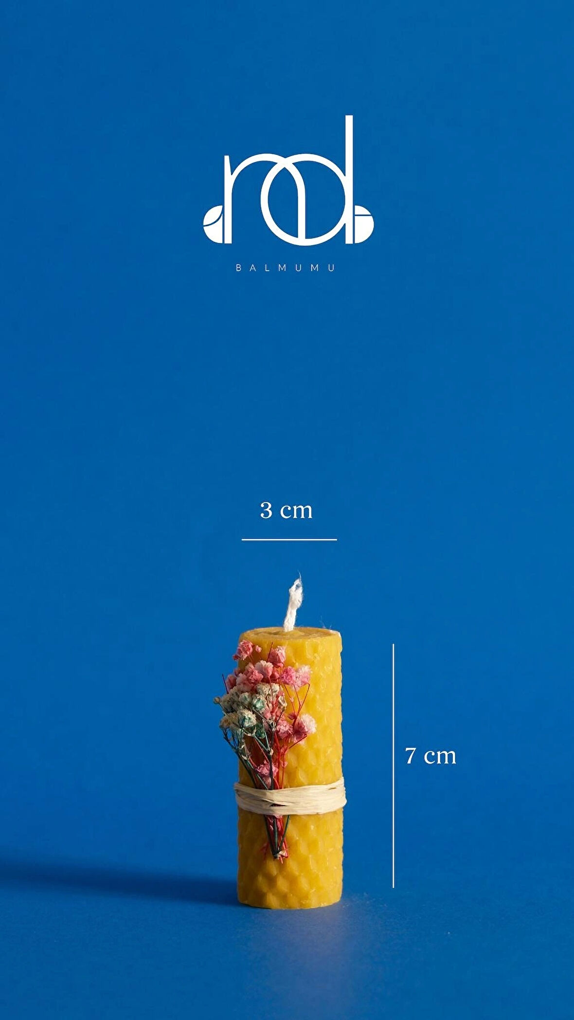 ENDİ HANDMADE Özel Günler İçin Balmumu Mum Lavantalı 7cm x 3cm Hediyelik Bal Mumu Mum Beeswax Candle