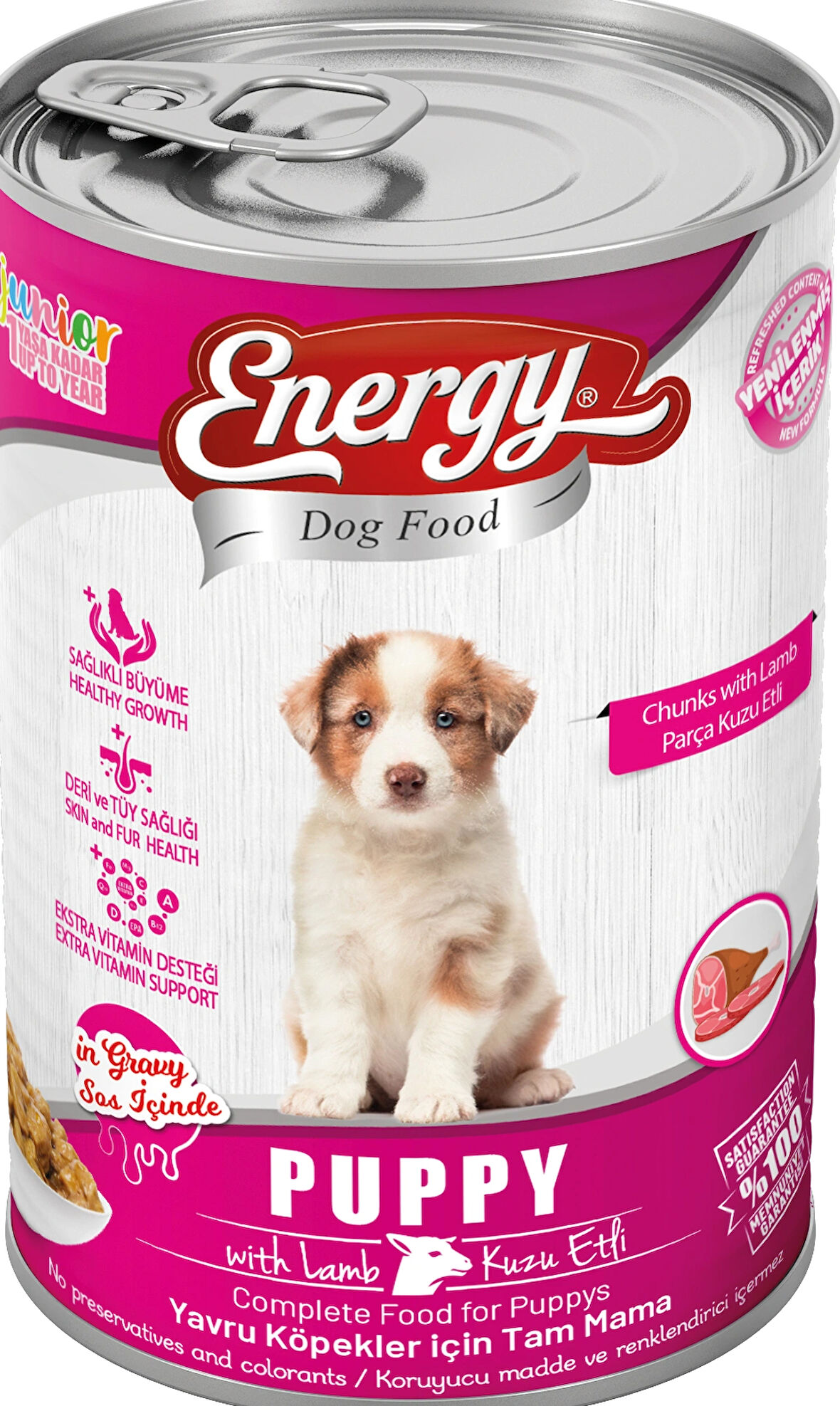 ENERGY KUZU ETLİ YAVRU KÖPEK ISLAK MAMASI KONSERVE 400 GRAM 12 ADET