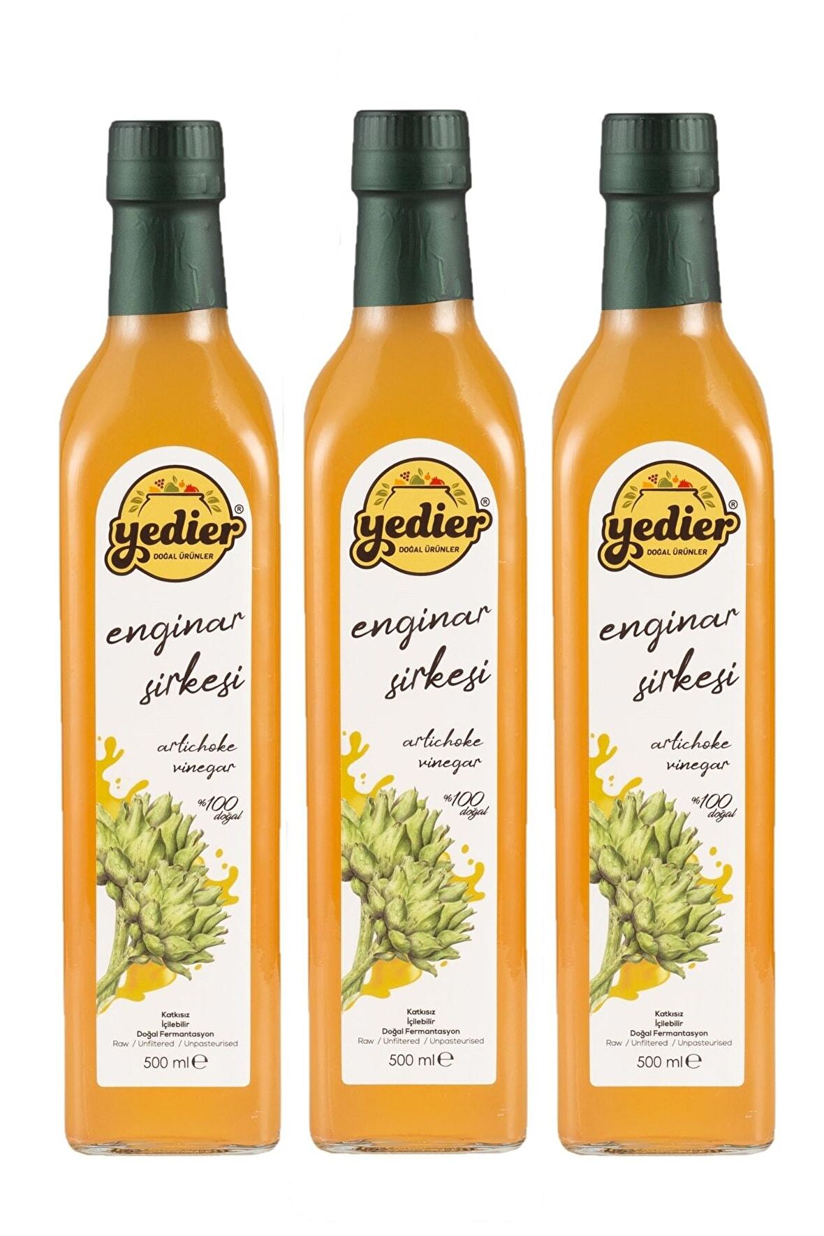 Yedier Enginar Sirkesi 500 Ml - 3'lü Paket