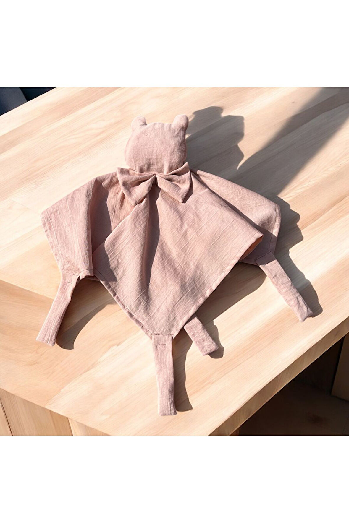Çift Kat Müslin Bebek Uyku Arkadaşı - Organik Pamuklu Yumuşak Ayıcık Bebe Pembe