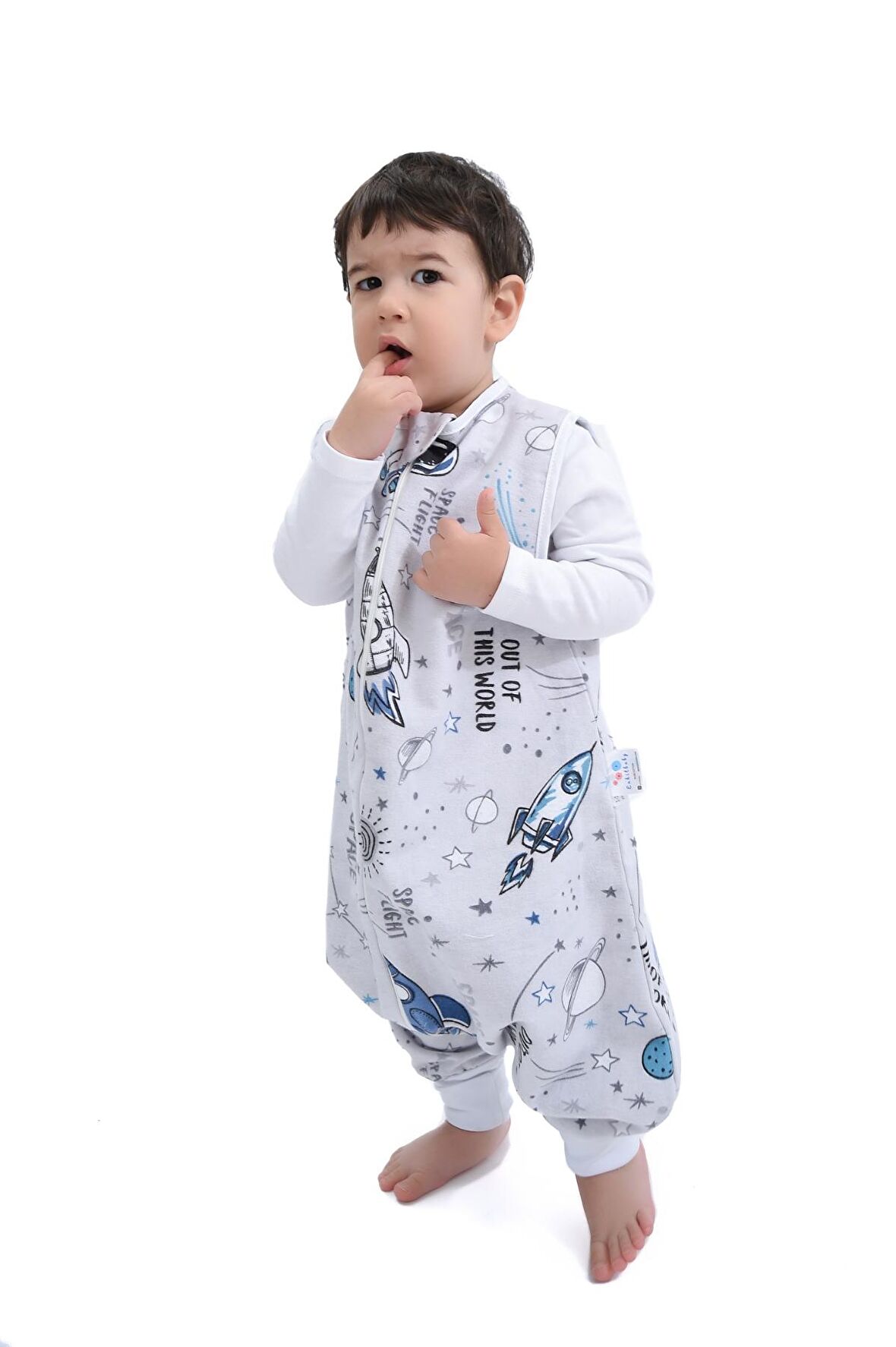 Çocuk Bebek Uyku Tulumu Çift Kat Pazen 1 tog 3-4 Yaş Gri Astronot