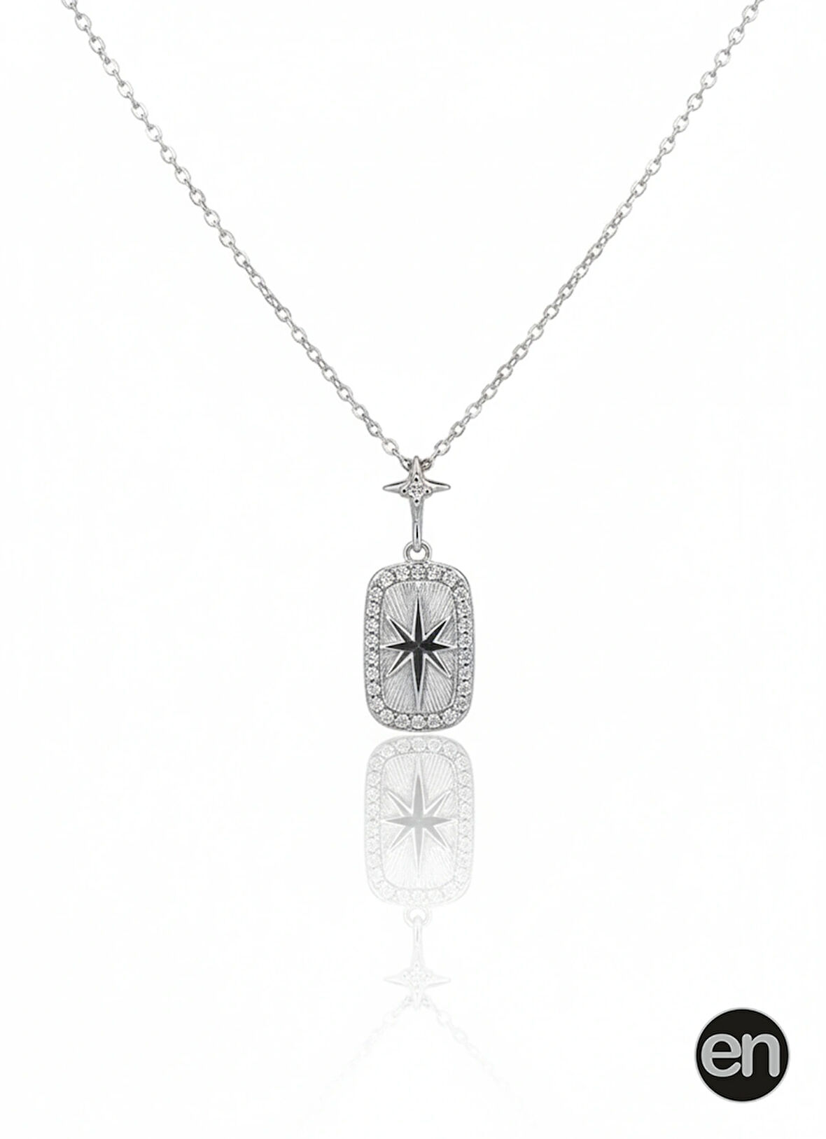 Gümüş Tek Taşlı Altıgen Halka Kolye