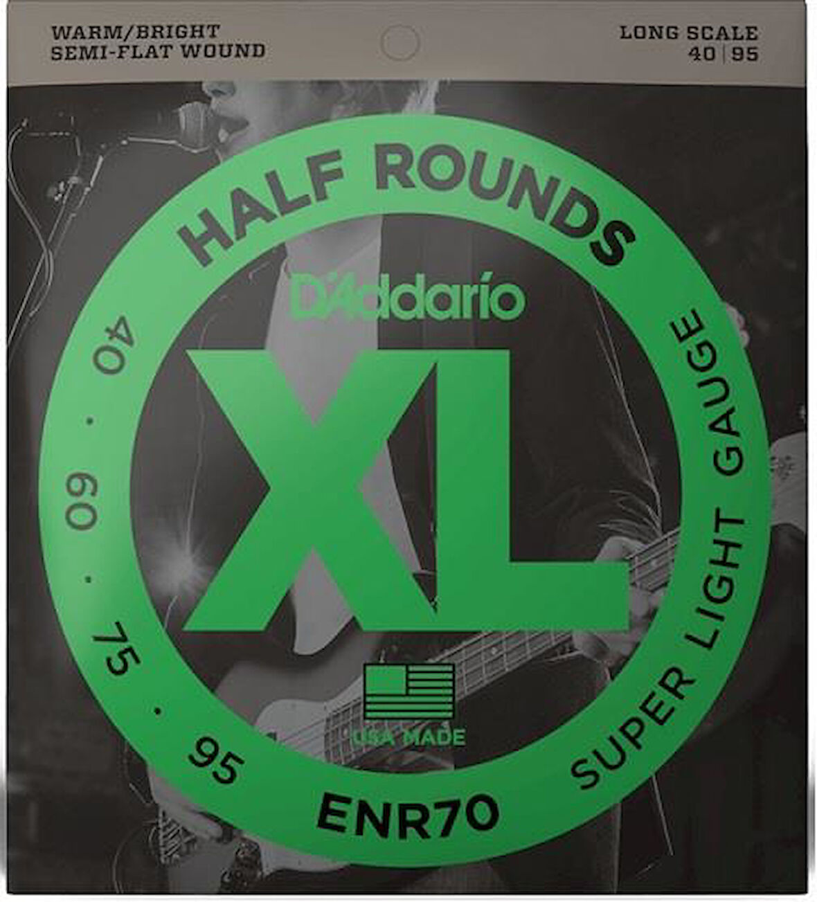 DADDARIO ENR70 BASS GİTAR TEL SETİ, HALF ROUND BASS, REGULAR LIGHT