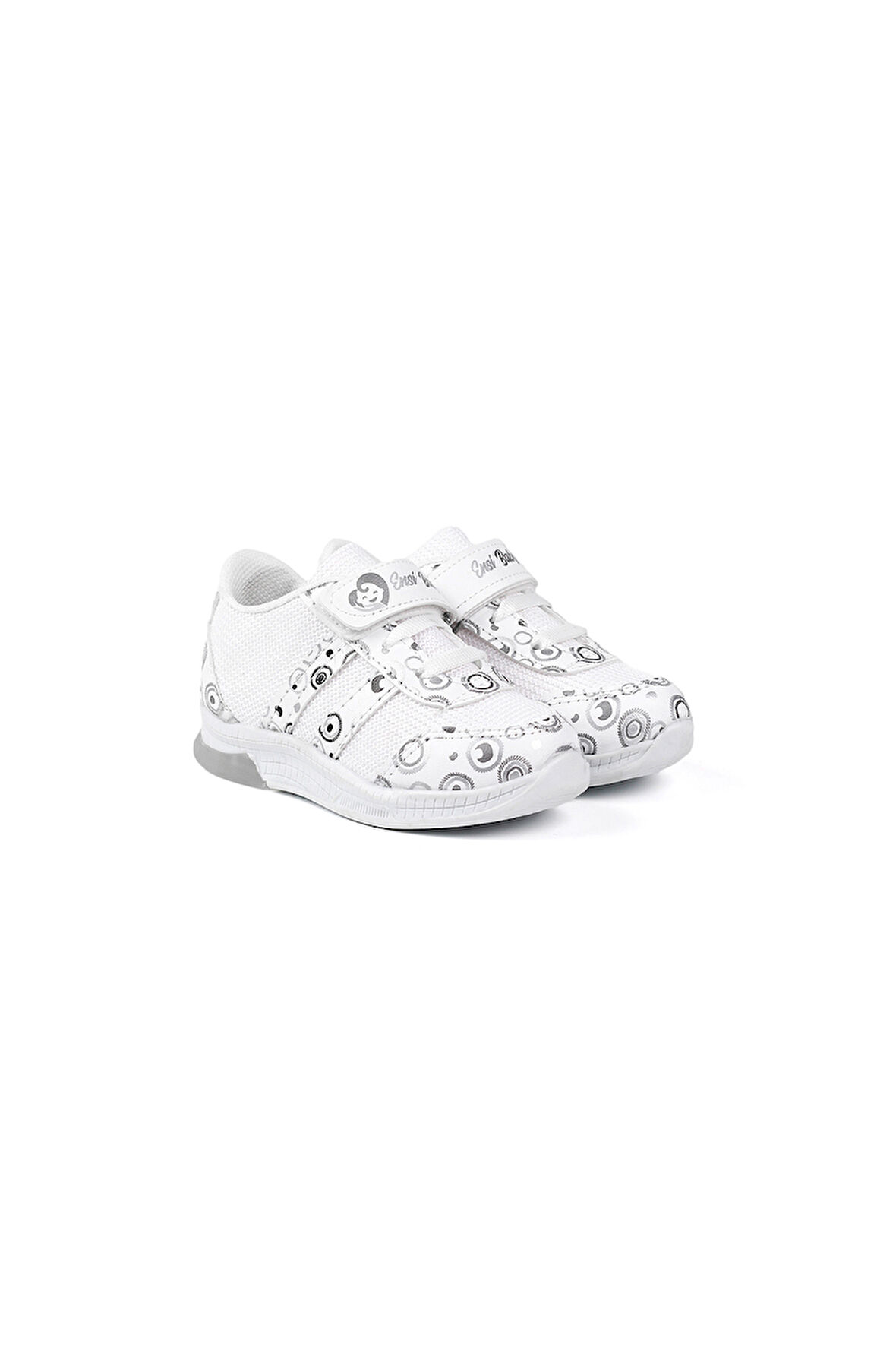 Unisex Bebe Beyaz Desenli Işıklı Cırtlı Sneaker Günlük Spor Ayakkabı