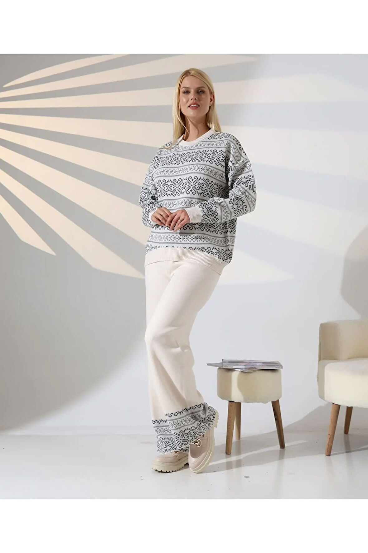 İskandinav Desenli Konfor Triko Takım