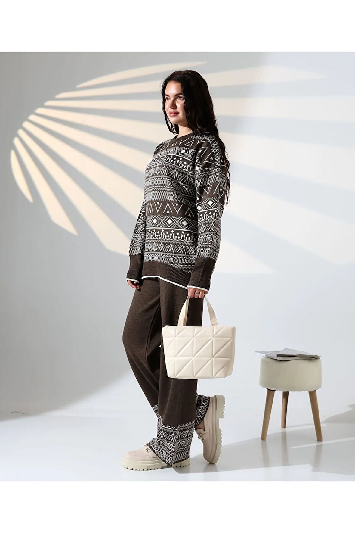 Jakarlı Oversize Alt-Üst Triko Takım