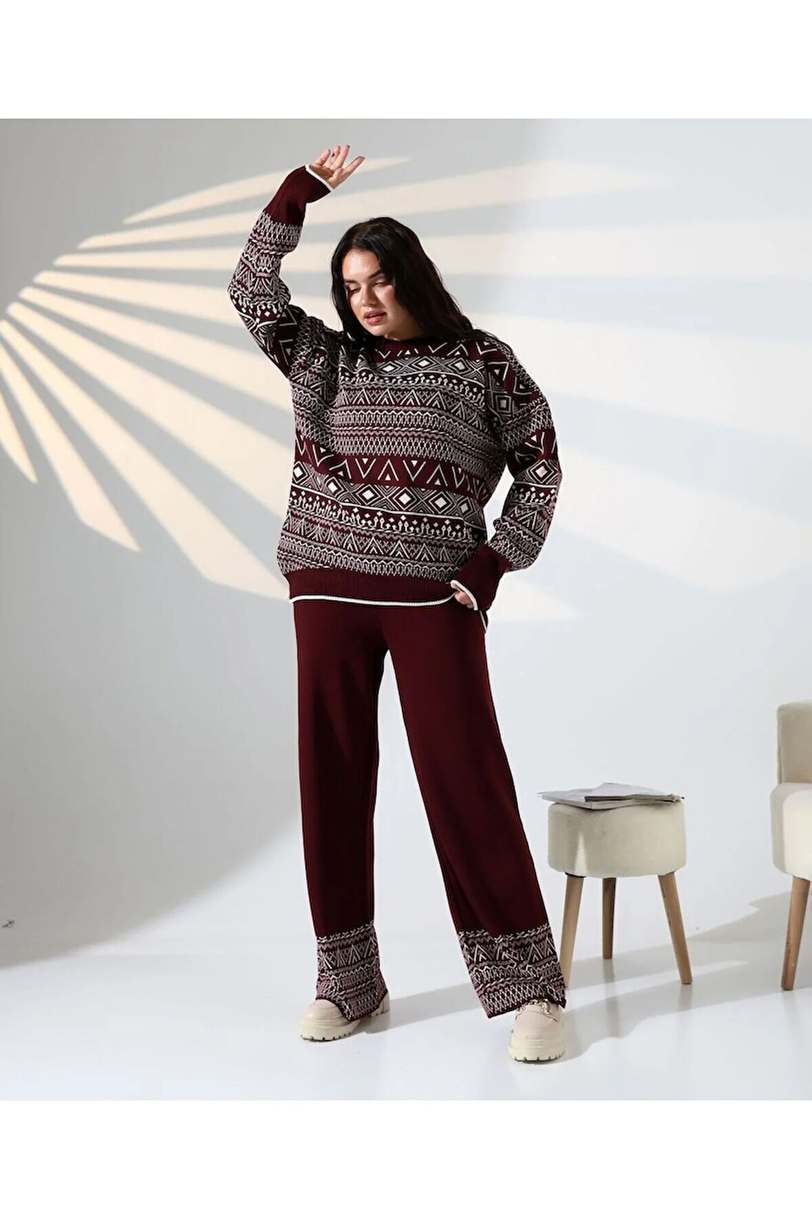 Jakarlı Oversize Alt-Üst Triko Takım