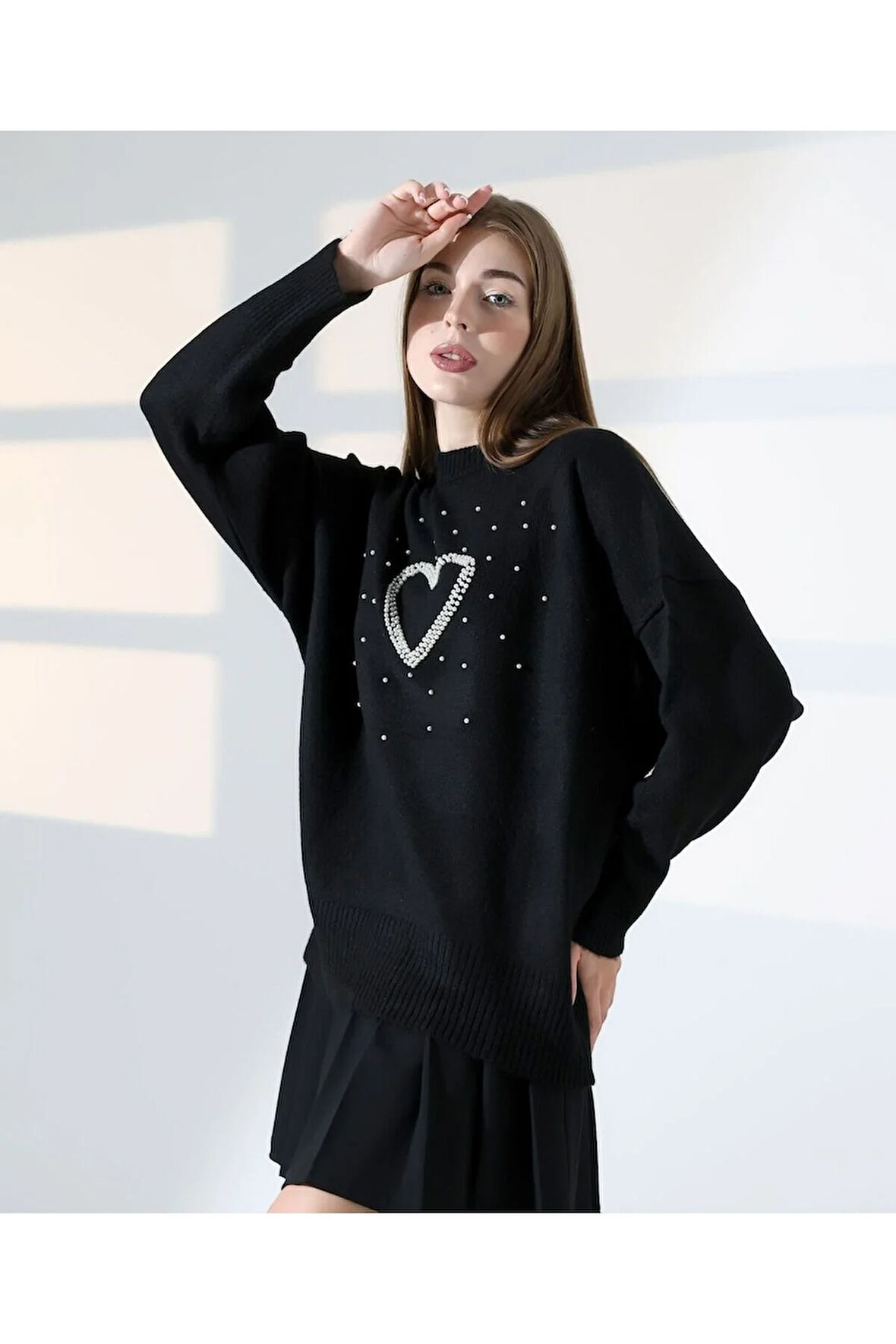 İnci Kalp Detaylı Kadın Kazak