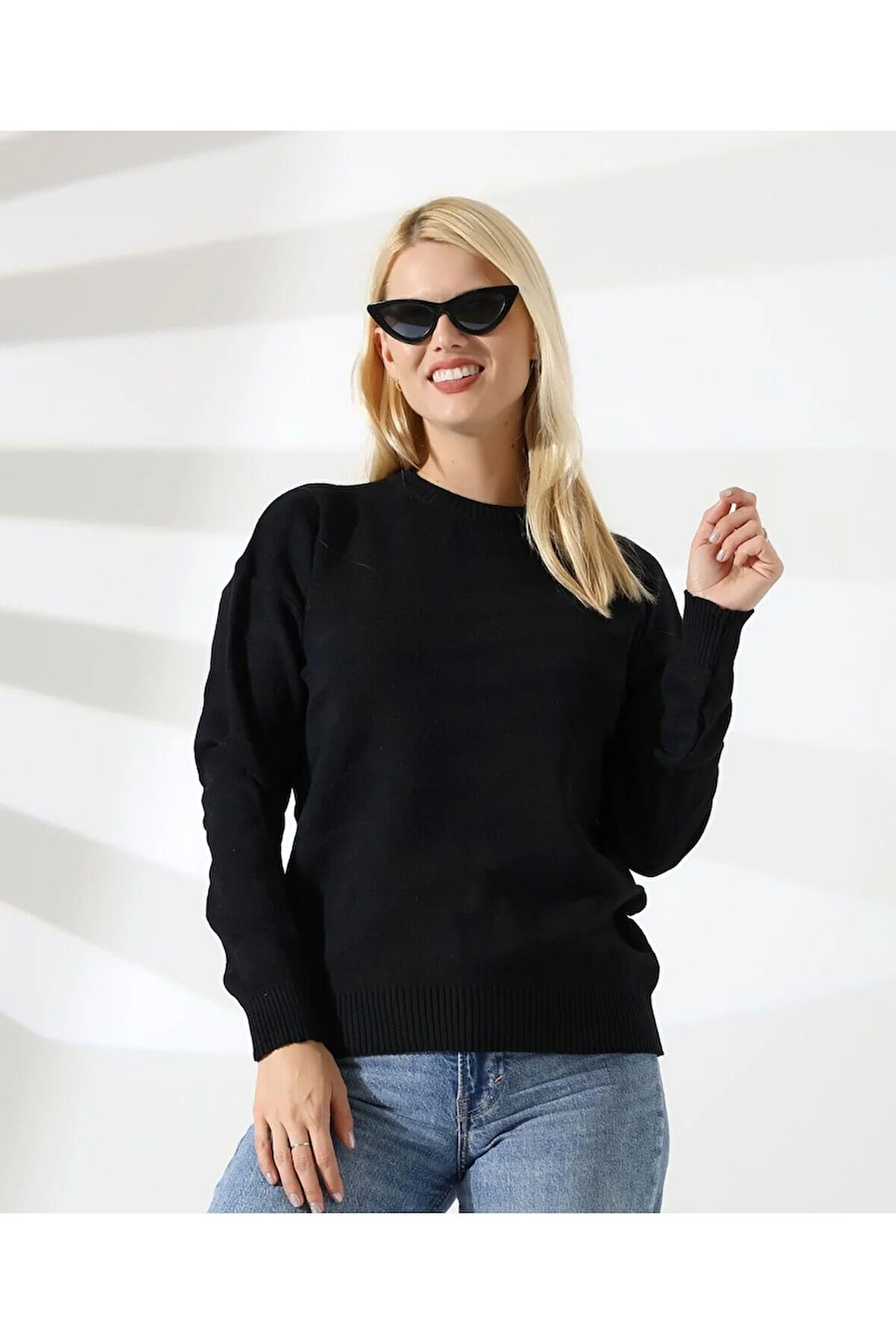 Kendinden Desenli Casual Triko Kazak