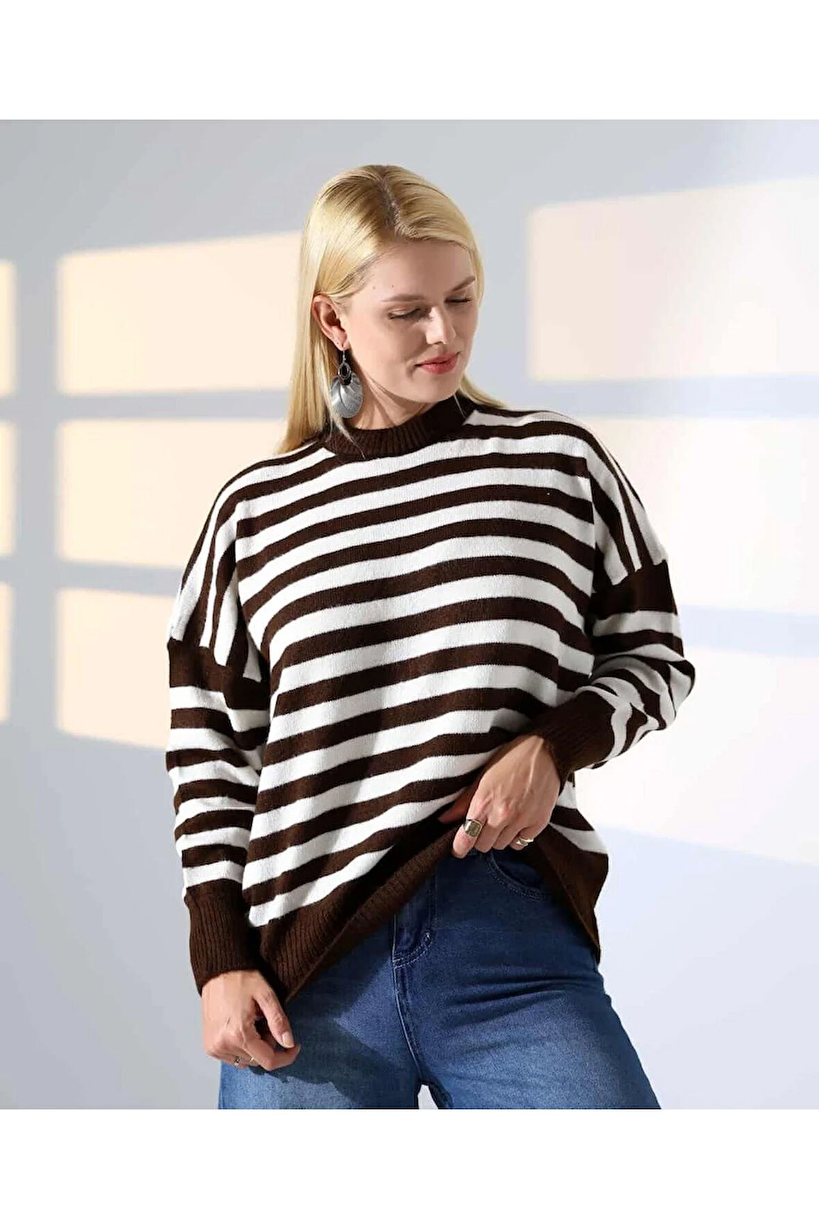 Çizgi Zarafeti Elegance Triko Kazak