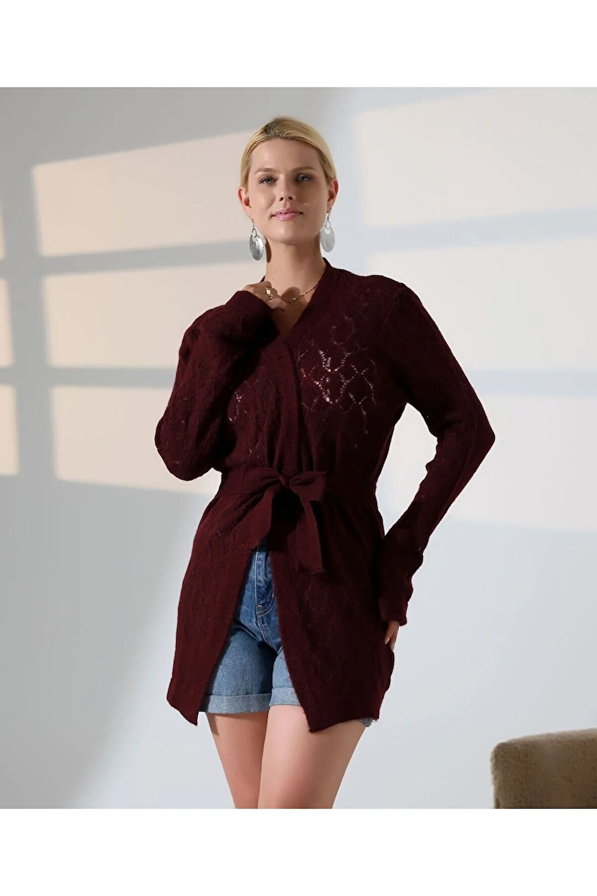 Kemerli Triko Hırka