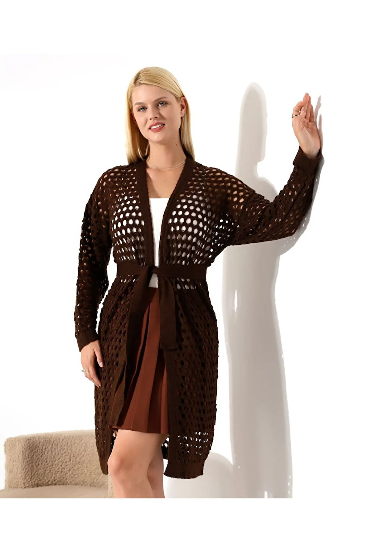 File Dokulu Kuşaklı Salaş Hırka