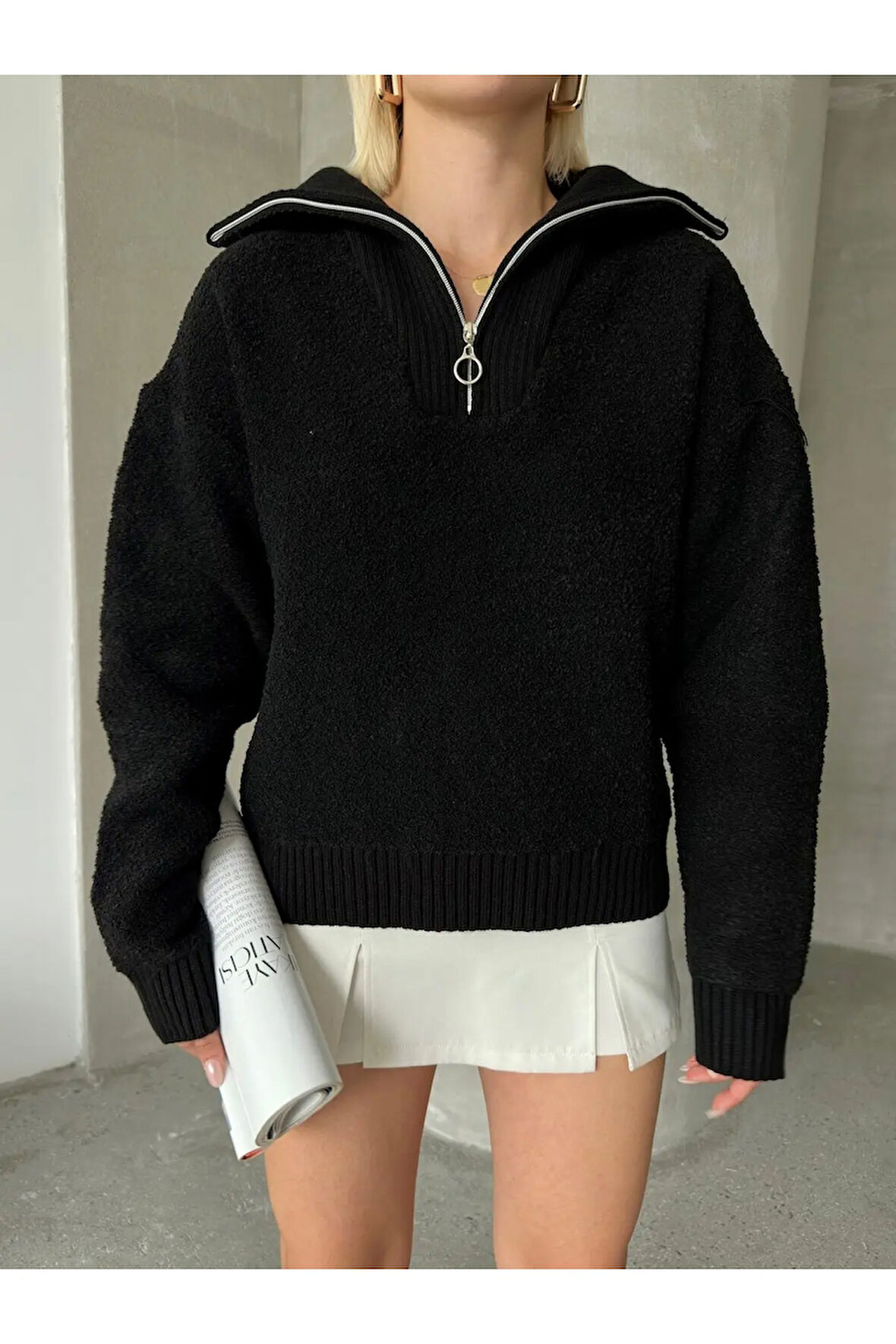 Fermuarlı Triko Kazak