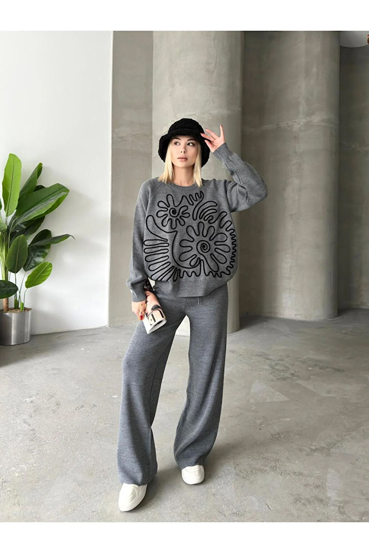 Elegance Desenli Alt Üst Triko Takım