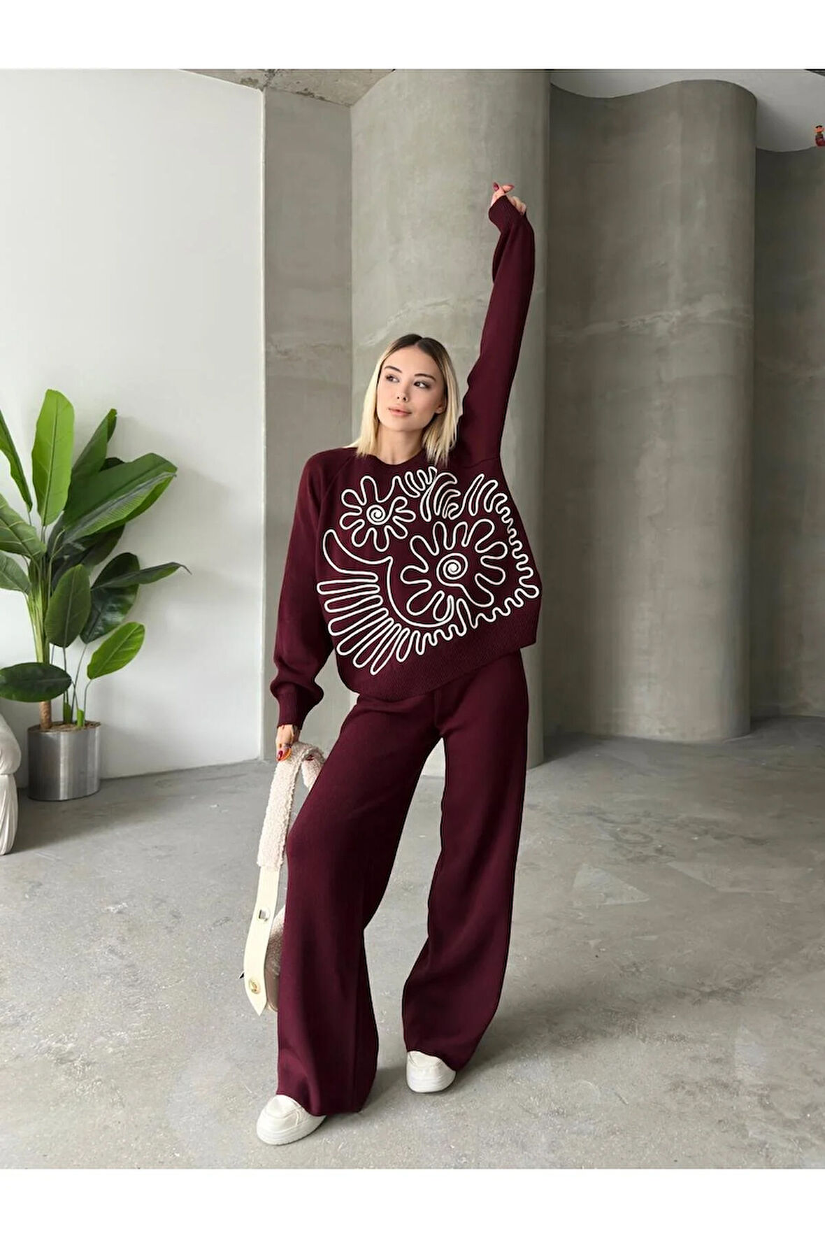 Elegance Desenli Alt Üst Triko Takım